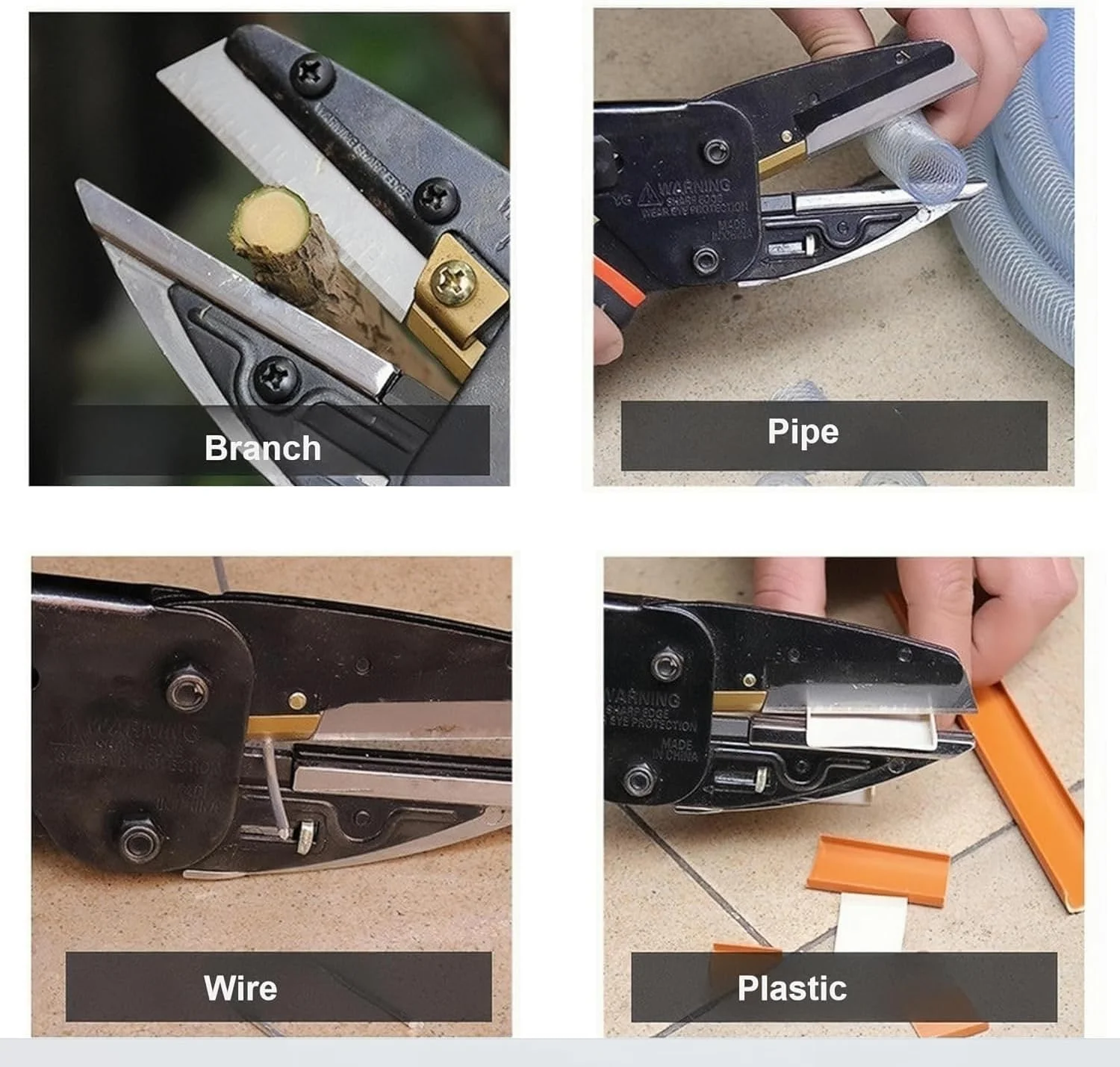 قیچی چند منظوره سنگین - کاتر 6 در 1 با قفل ایمنی و دسته ضد لغزش، ایده آل برای لوله نرم، الیاف، چوب و سیم آهنی