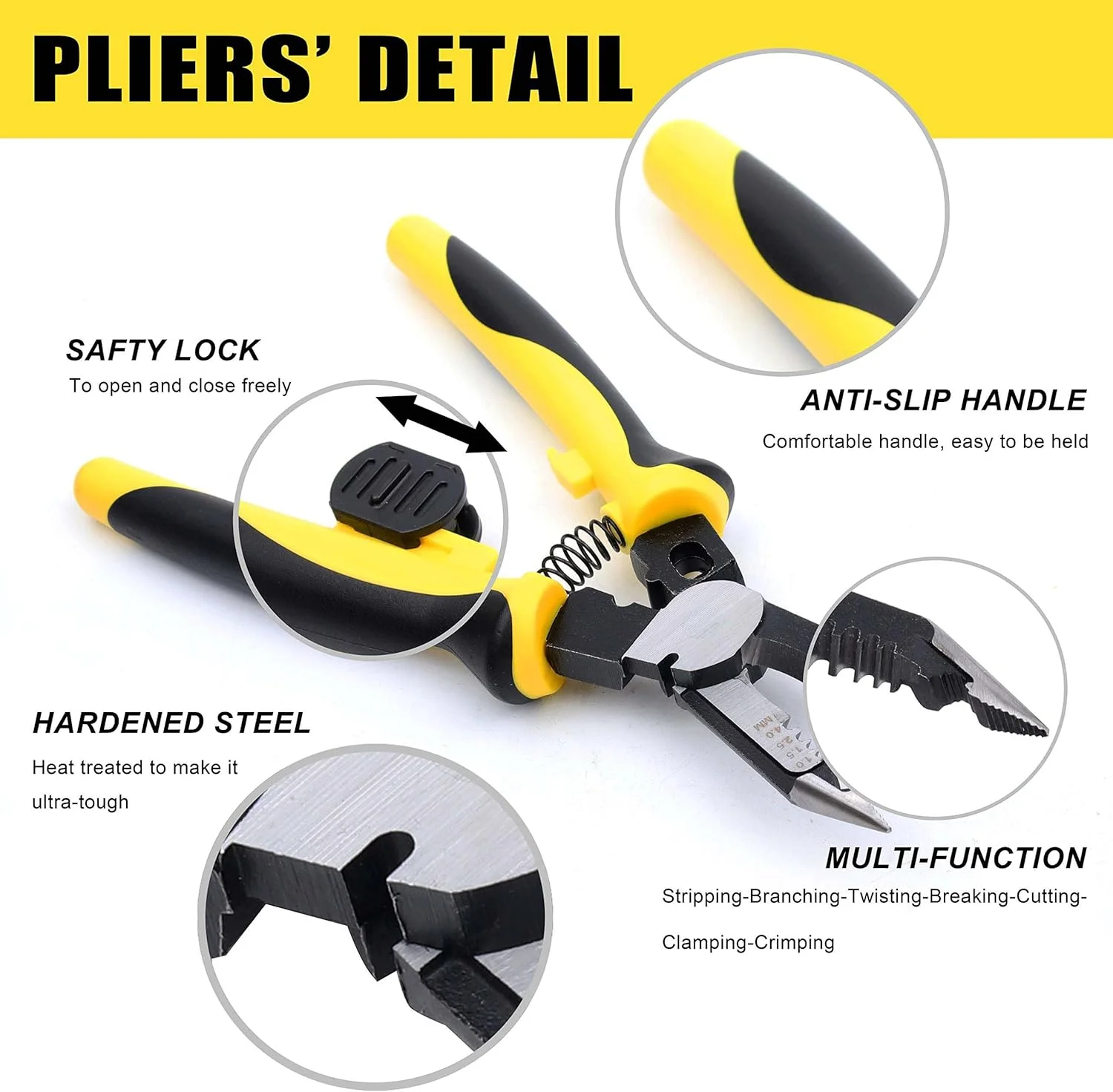 انبر سیم لخت کن KASTWAVE - ابزار سیم لخت کن و برش 7 در 1 چند منظوره برای لخت کردن، برش و پرس کابل های برق