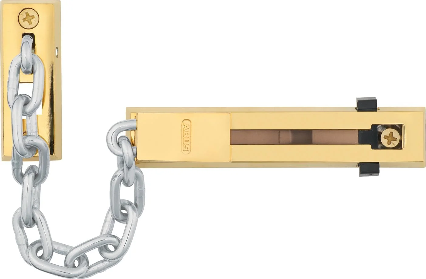 زنجیر درب ABUS SK66 برای درب ورودی و آپارتمان - زنجیر ایمنی با قفل کودک - مناسب برای درب های چپ و راست بازشو - برنجی با زنجیر نقره ای