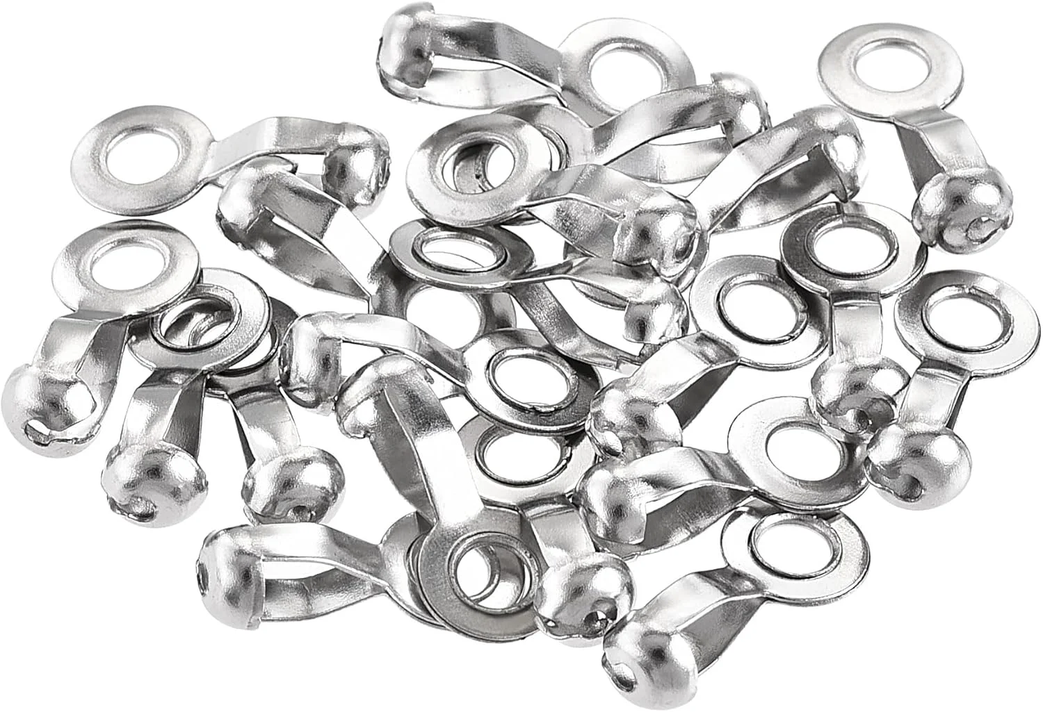 اتصال دهنده زنجیر توپی یوکسل، اتصال حلقه ای پرسی 3 و 3.2 میلی متری فولاد ضد زنگ، بسته 20 عددی