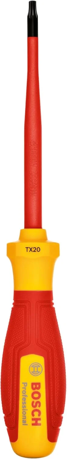 پیچ گوشتی حرفه ای VDE بوش TX20x100 (تایید شده تا 1000 ولت، عایق شده با الاستومر ترموپلاستیک (TPE)) پیچ گوشتی حرفه ای VDE بوش TX20x100 (تایید شده تا 1000 ولت، عایق شده با الاستومر ترموپلاستیک (TPE))