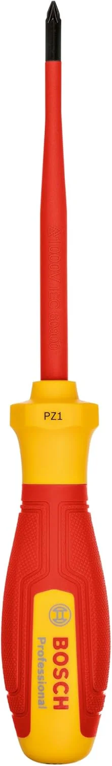 پیچ گوشتی حرفه ای VDE بوش PZ1x100 (دارای گواهی تا 1000 ولت، عایق شده با الاستومر ترموپلاستیک (TPE)) پیچ گوشتی حرفه ای VDE بوش PZ1x100 (دارای گواهی تا 1000 ولت، عایق شده با الاستومر ترموپلاستیک (TPE))