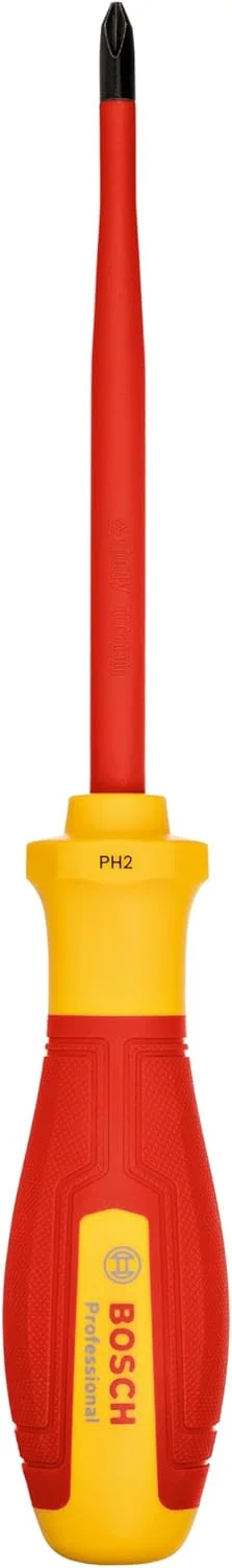 پیچ گوشتی حرفه ای VDE بوش PH2x125 (دارای گواهی تا 1000 ولت، عایق شده با الاستومر ترموپلاستیک (TPE)) پیچ گوشتی حرفه ای VDE بوش PH2x125 (دارای گواهی تا 1000 ولت، عایق شده با الاستومر ترموپلاستیک (TPE))