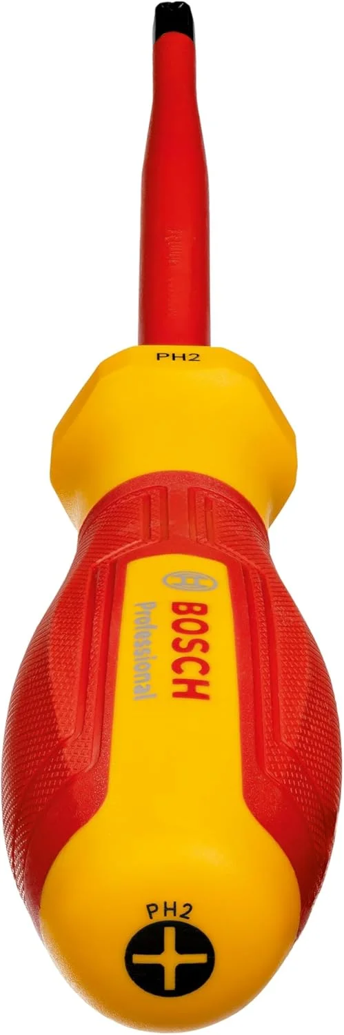 پیچ گوشتی حرفه ای VDE بوش PH2x125 (دارای گواهی تا 1000 ولت، عایق شده با الاستومر ترموپلاستیک (TPE)) پیچ گوشتی حرفه ای VDE بوش PH2x125 (دارای گواهی تا 1000 ولت، عایق شده با الاستومر ترموپلاستیک (TPE))