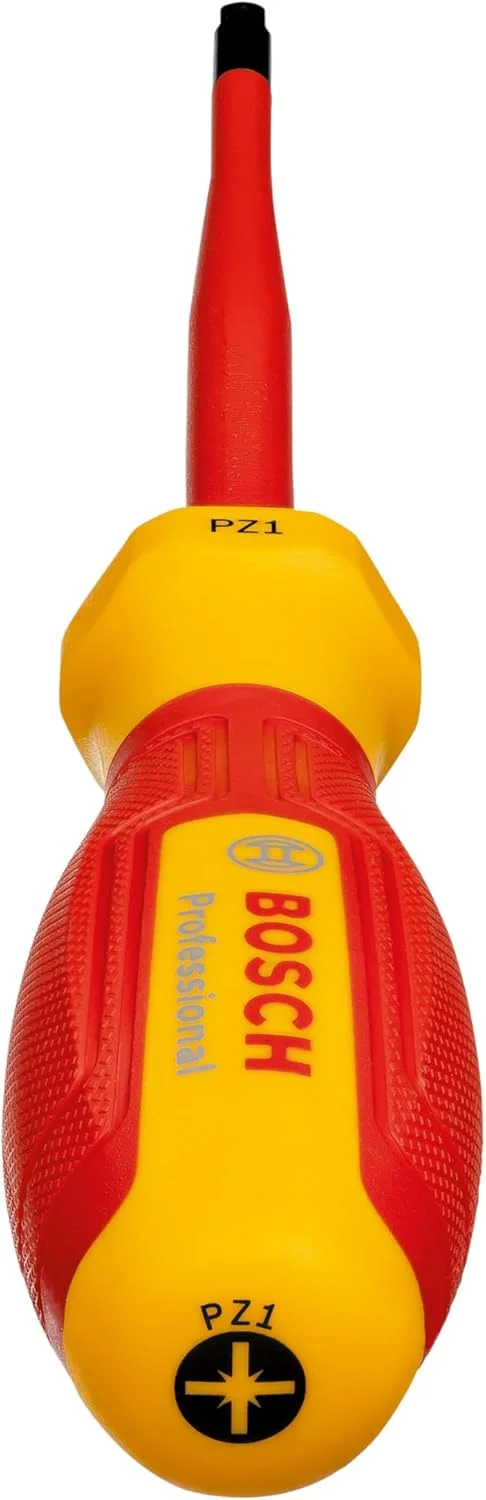 پیچ گوشتی حرفه ای VDE بوش PZ1x100 (دارای گواهی تا 1000 ولت، عایق شده با الاستومر ترموپلاستیک (TPE)) پیچ گوشتی حرفه ای VDE بوش PZ1x100 (دارای گواهی تا 1000 ولت، عایق شده با الاستومر ترموپلاستیک (TPE))