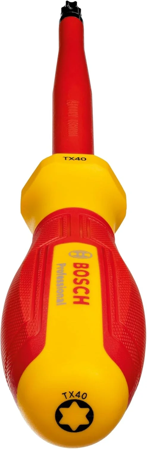 پیچ گوشتی حرفه ای VDE بوش TX40x125 (دارای گواهی تا 1000 ولت، عایق شده با الاستومر ترموپلاستیک (TPE)) پیچ گوشتی حرفه ای VDE بوش TX40x125 (دارای گواهی تا 1000 ولت، عایق شده با الاستومر ترموپلاستیک (TPE))