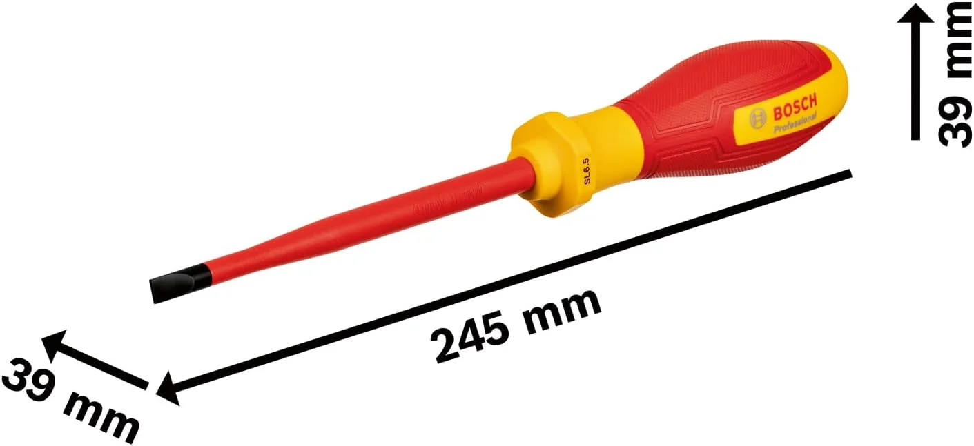 پیچ گوشتی حرفه ای VDE بوش SL6.5x125 (دارای گواهی تا 1000 ولت، عایق شده با الاستومر ترموپلاستیک (TPE)) پیچ گوشتی حرفه ای VDE بوش SL6.5x125 (دارای گواهی تا 1000 ولت، عایق شده با الاستومر ترموپلاستیک (TPE))