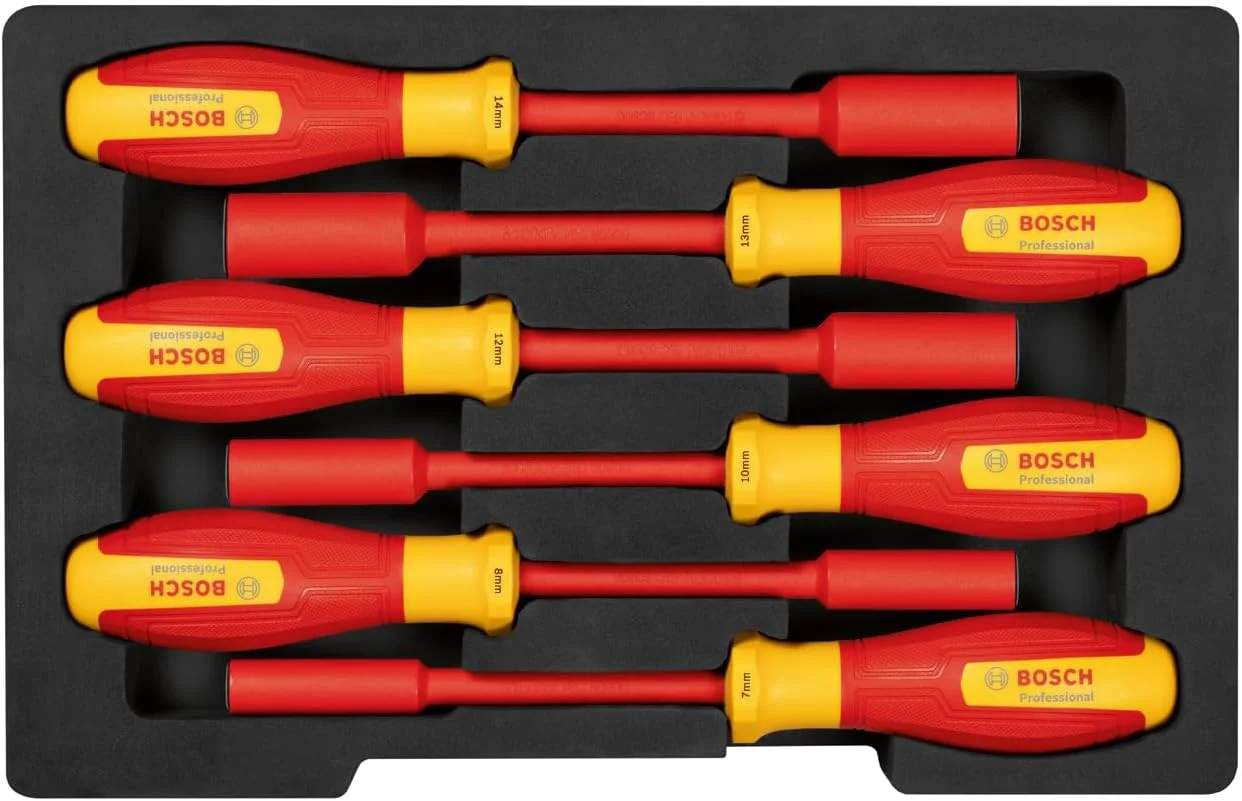 مجموعه آچار بکس VDE بوش پروفشنال - 6 عددی (7-14 میلی متر، دارای گواهی تا 1000 ولت) مجموعه آچار بکس VDE بوش پروفشنال - 6 عددی (7-14 میلی متر، دارای گواهی تا 1000 ولت)