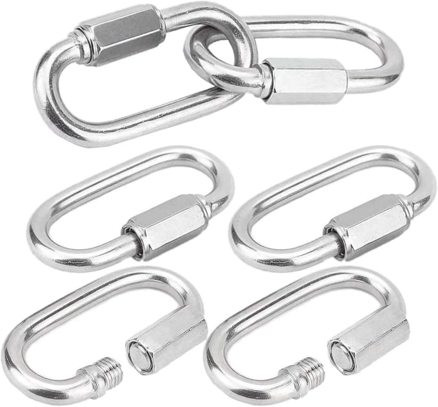 اتصالات زنجیر بادوام Zheararm، بسته 8 عددی، اتصالات سریع زنجیر آهنی گالوانیزه، اتصال دهنده های قفل کارابین برای حیوانات خانگی، یدک کشی، تاب و سایبان