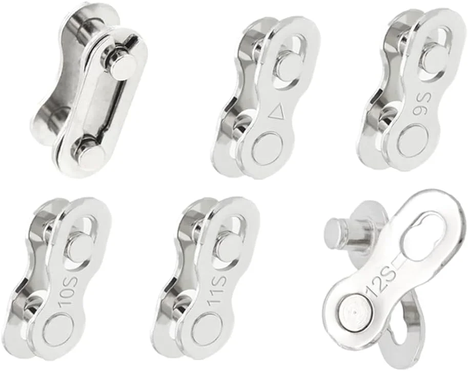 اتصالات زنجیر دوچرخه نقره ای، مجموعه 16 عددی در 6 سایز مختلف، اتصال سریع زنجیر، قطعات تعمیر، تک سرعته + 6/7/8/9/10/11/12 سرعته