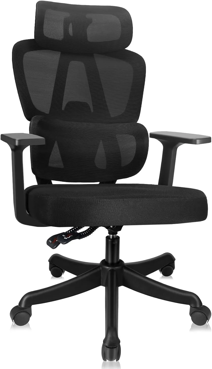 صندلی اداری ارگونومیک SKY-TOUCH، صندلی کامپیوتر گردان با پشتیبانی کمری قابل تنظیم، تکیه گاه سر و دسته، تنظیم ارتفاع و عملکرد گهواره ای، توری پشتی بلند و تنفسی، 130x67x67 سانتی متر صندلی اداری ارگونومیک SKY-TOUCH، صندلی کامپیوتر گردان با پشتیبانی کمری قابل تنظیم، تکیه گاه سر و دسته، تنظیم ارتفاع و عملکرد گهواره ای، توری پشتی بلند و تنفسی، 130x67x67 سانتی متر