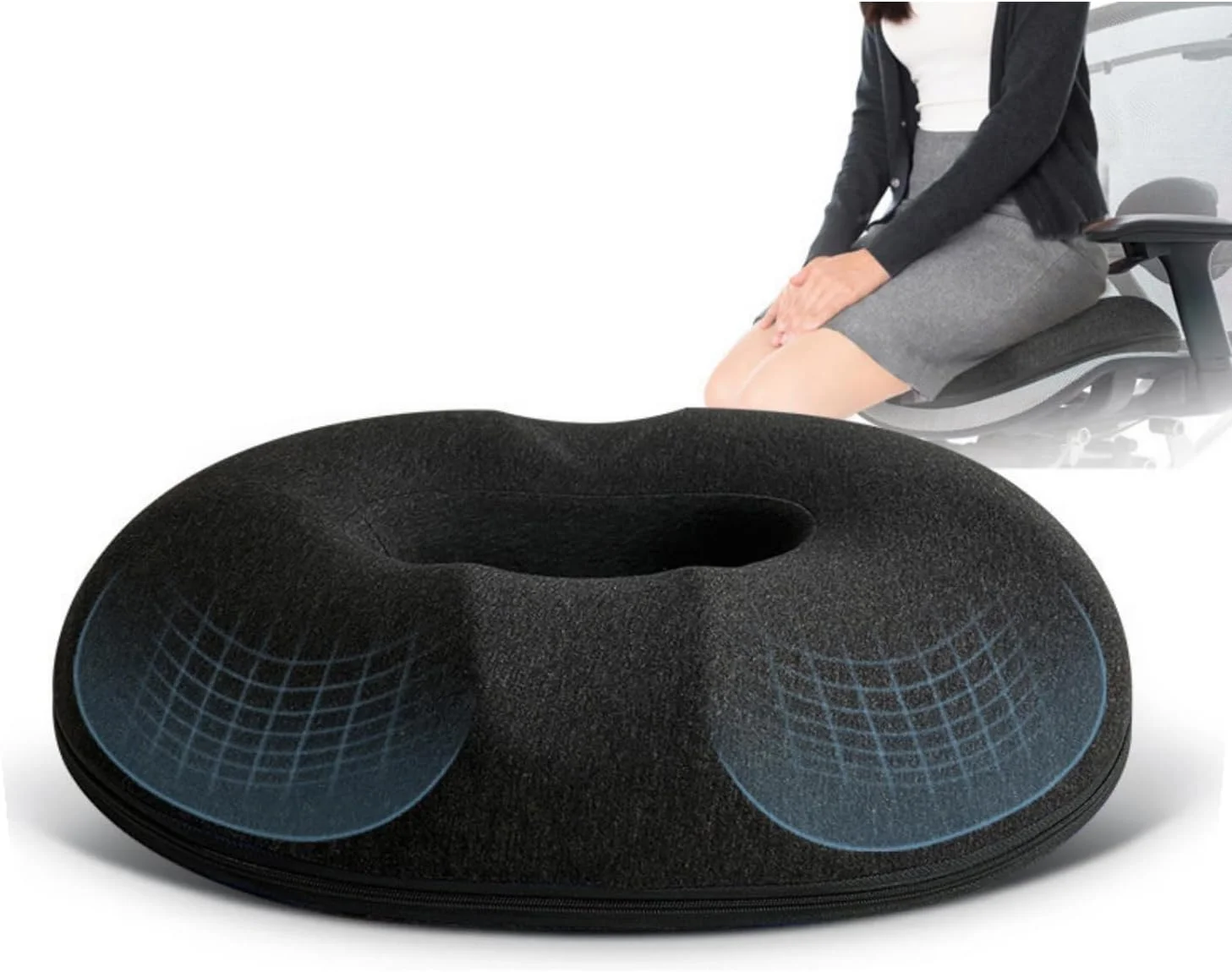 بالشتک صندلی فوم حافظه دار SKY-TOUCH، بالش دوناتی برای تسکین درد پروستات، بارداری، درد دنبالچه، جراحی، سیاتیک، بالشتک صندلی اداری خانگی خودرو مشکی بالشتک صندلی فوم حافظه دار SKY-TOUCH، بالش دوناتی برای تسکین درد پروستات، بارداری، درد دنبالچه، جراحی، سیاتیک، بالشتک صندلی اداری خانگی خودرو مشکی