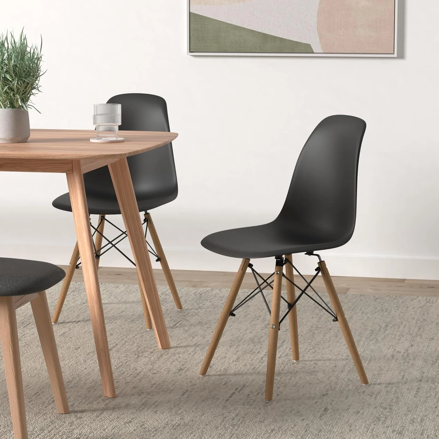 ست 4 عددی صندلی غذاخوری مدرن SKY-TOUCH، صندلی اداری ساده، صندلی شل سالن با پایه های چوبی تاشو و نشیمنگاه پلاستیکی، مناسب برای آشپزخانه، غذاخوری، اتاق خواب، اتاق نشیمن، مشکی، 40*40*82 سانتی متر ست 4 عددی صندلی غذاخوری مدرن SKY-TOUCH، صندلی اداری ساده، صندلی شل سالن با پایه های چوبی تاشو و نشیمنگاه پلاستیکی، مناسب برای آشپزخانه، غذاخوری، اتاق خواب، اتاق نشیمن، مشکی، 40*40*82 سانتی متر