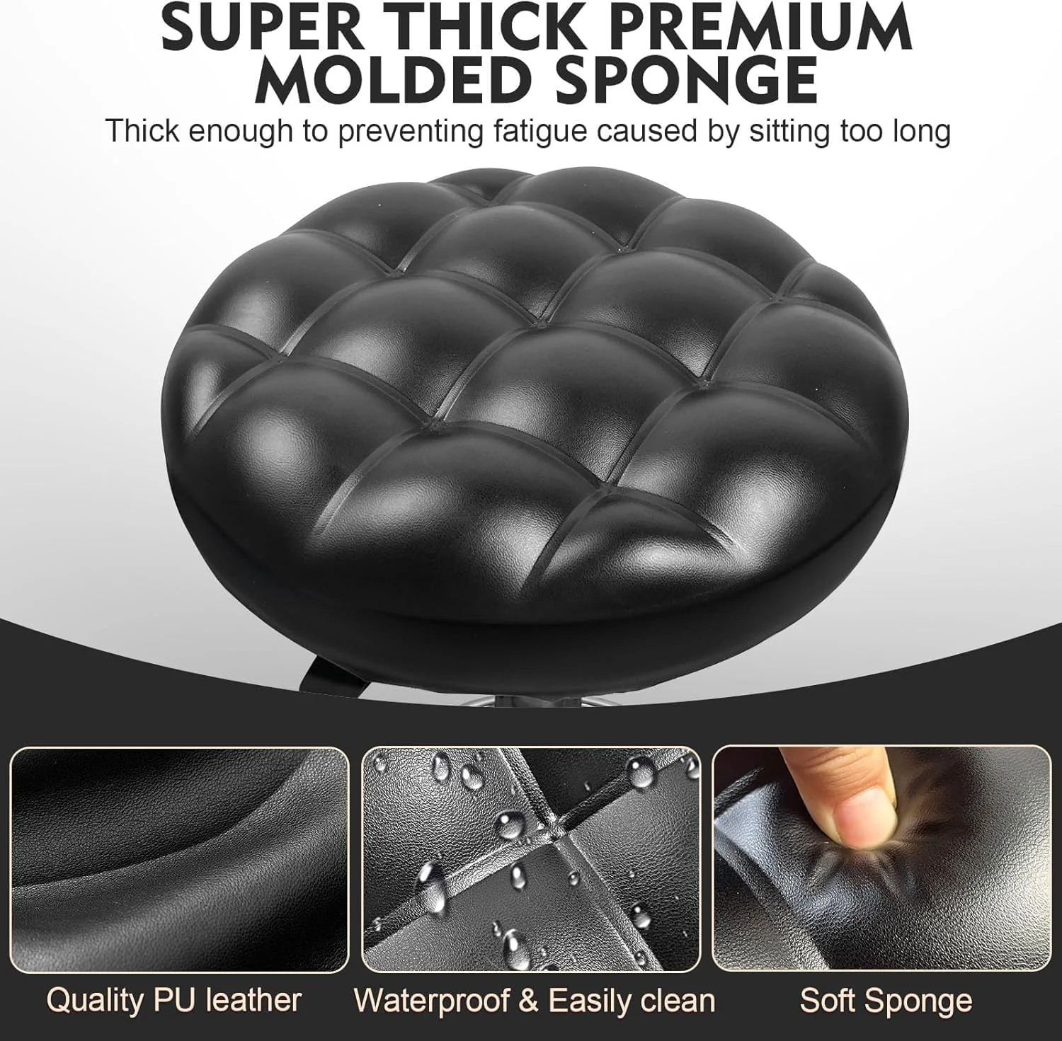 صندلی گردان چرخ دار SKY-TOUCH: صندلی آرایشی با چرم PU با قابلیت تنظیم ارتفاع و چرخش 360 درجه با چرخ برای دفتر کار، خانه، طراحی، کارگاه، فروشگاه، اسپا، سالن صندلی گردان چرخ دار SKY-TOUCH: صندلی آرایشی با چرم PU با قابلیت تنظیم ارتفاع و چرخش 360 درجه با چرخ برای دفتر کار، خانه، طراحی، کارگاه، فروشگاه، اسپا، سالن