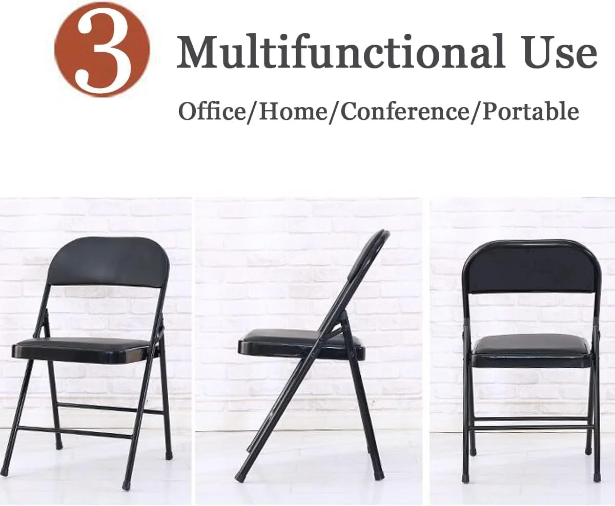 صندلی تاشو SKY-TOUCH با نشیمنگاه و پشتی پددار، صندلی های قابل حمل PU چند منظوره برای ناهار خوری منزل/اداره/ماهیگیری در فضای باز، مشکی - 40x40x80 سانتی متر صندلی تاشو SKY-TOUCH با نشیمنگاه و پشتی پددار، صندلی های قابل حمل PU چند منظوره برای ناهار خوری منزل/اداره/ماهیگیری در فضای باز، مشکی - 40x40x80 سانتی متر