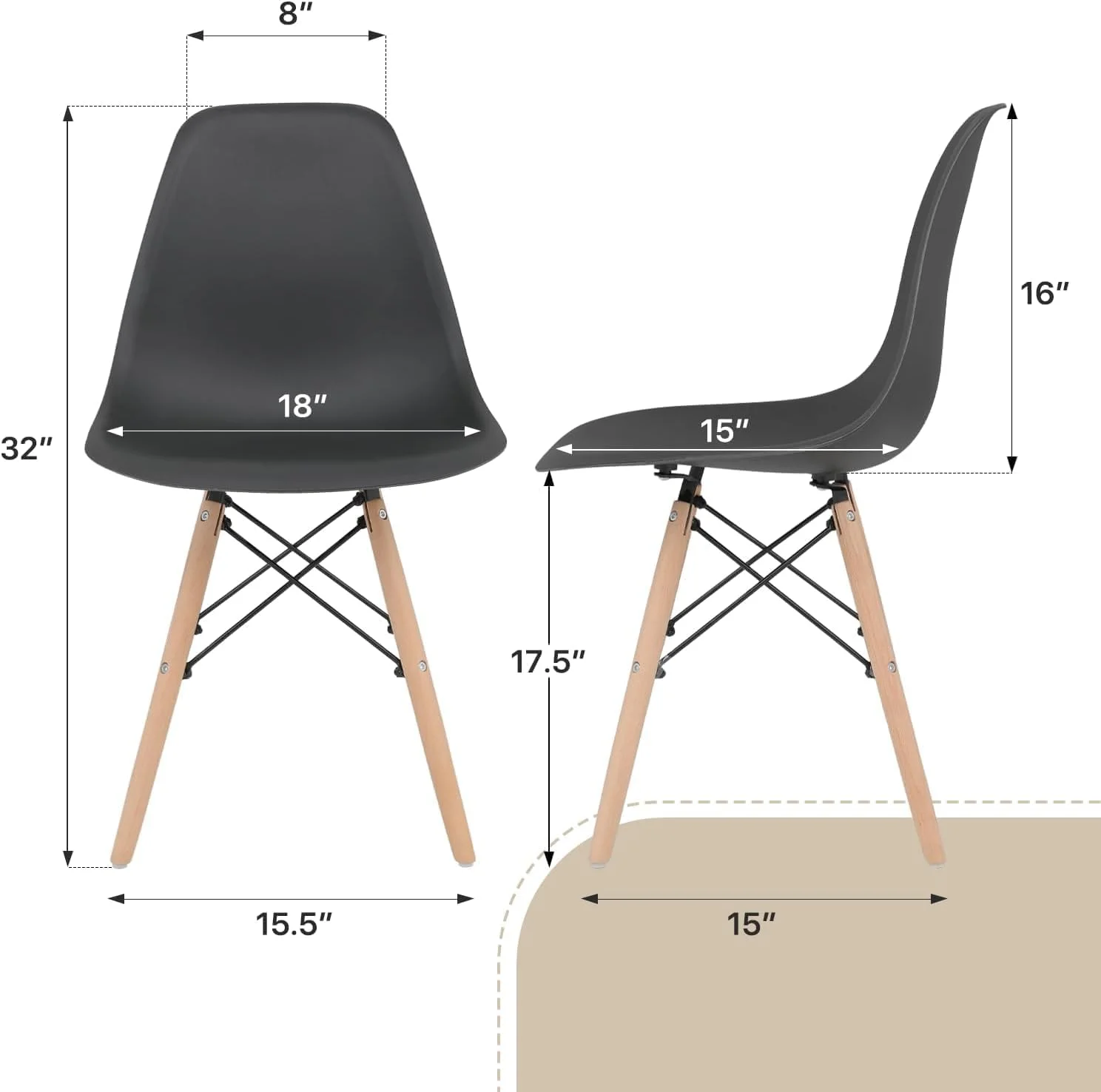 ست 4 عددی صندلی غذاخوری مدرن SKY-TOUCH، صندلی اداری ساده، صندلی شل سالن با پایه های چوبی تاشو و نشیمنگاه پلاستیکی، مناسب برای آشپزخانه، غذاخوری، اتاق خواب، اتاق نشیمن، مشکی، 40*40*82 سانتی متر ست 4 عددی صندلی غذاخوری مدرن SKY-TOUCH، صندلی اداری ساده، صندلی شل سالن با پایه های چوبی تاشو و نشیمنگاه پلاستیکی، مناسب برای آشپزخانه، غذاخوری، اتاق خواب، اتاق نشیمن، مشکی، 40*40*82 سانتی متر
