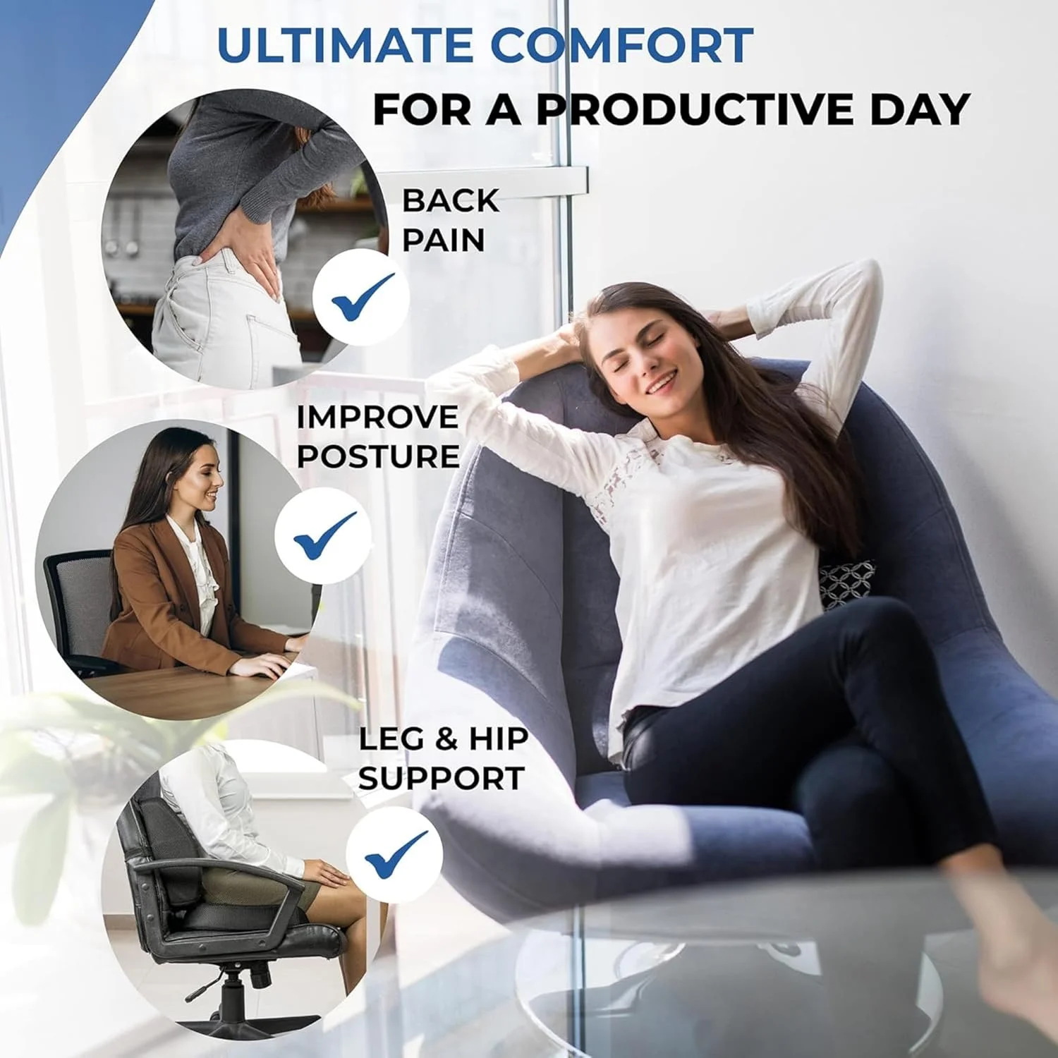 بالشتک پشتی کمری Sky Touch - فوم حافظهدار ارگونومیک برای پشتیبانی از کمر و تسکین درد، بالشتک پشتی کمری برای صندلی اداری، بالشتک پشتی کمری برای صندلی خودرو، بالشتک پشتی مشکی بالشتک پشتی کمری Sky Touch - فوم حافظهدار ارگونومیک برای پشتیبانی از کمر و تسکین درد، بالشتک پشتی کمری برای صندلی اداری، بالشتک پشتی کمری برای صندلی خودرو، بالشتک پشتی مشکی