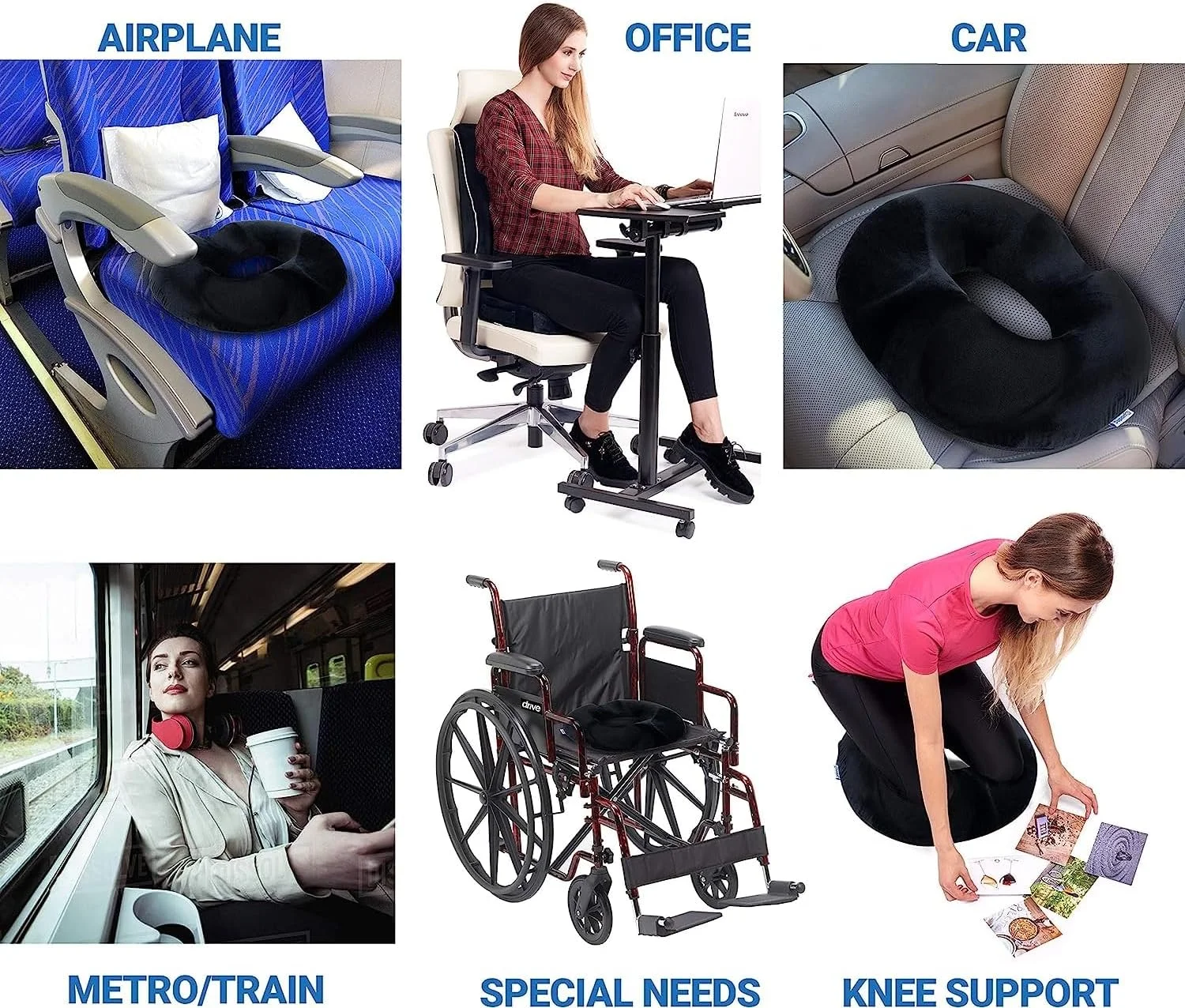 بالشتک صندلی فوم حافظهدار SKY-TOUCH، بالش دوناتی برای تسکین درد پروستات، بارداری، درد دنبالچه، جراحی، سیاتیک، بالشتک صندلی اداری خانگی خودرو مشکی بالشتک صندلی فوم حافظهدار SKY-TOUCH، بالش دوناتی برای تسکین درد پروستات، بارداری، درد دنبالچه، جراحی، سیاتیک، بالشتک صندلی اداری خانگی خودرو مشکی