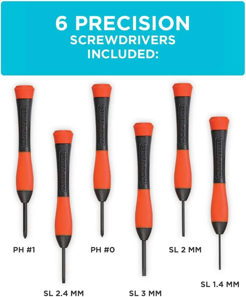 مجموعه پیچ گوشتی مغناطیسی بلک اند دکر، فیلیپس، سر تخت و پیچ گوشتی های دقیق، 12 تکه (BDHT65002) مجموعه پیچ گوشتی مغناطیسی بلک اند دکر، فیلیپس، سر تخت و پیچ گوشتی های دقیق، 12 تکه (BDHT65002)