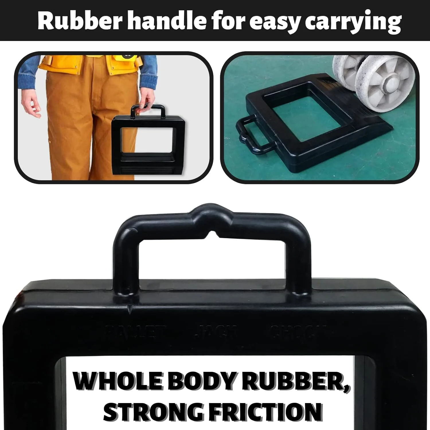 نگهدارنده لاستیکی جک پالت ROBLOCK، مناسب جک پالت سنگین، طول 36 سانتی متر، عرض 28 سانتی متر، ارتفاع 5 سانتی متر (تک عددی، مشکی)