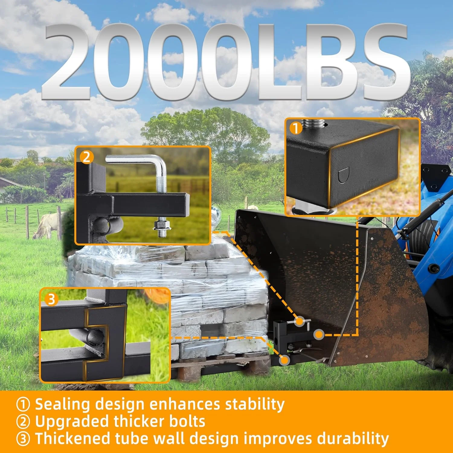 شاخک پالت تراکتور YINTATECH 43 اینچی با ظرفیت 2000 پوند، شاخک های سنگین تراکتور با میله تثبیت کننده قابل تنظیم، شاخک های سطلی تراکتور برای اتصالات تراکتور، لودر شاخک پالت تراکتور YINTATECH 43 اینچی با ظرفیت 2000 پوند، شاخک های سنگین تراکتور با میله تثبیت کننده قابل تنظیم، شاخک های سطلی تراکتور برای اتصالات تراکتور، لودر