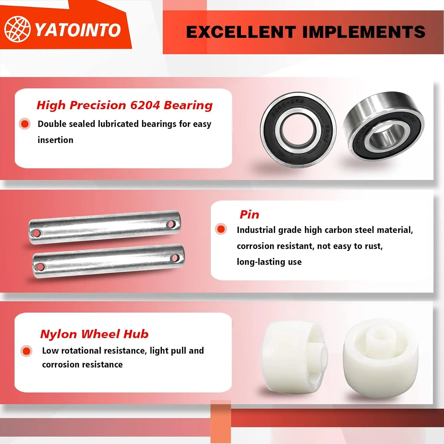 ست کامل چرخ های بار جک پالت/تراک به همراه محور و غلتک ورودی خروجی، 3 اینچ در 3.75 اینچ با بلبرینگ شناسه 20 میلی متر، کیت چرخ های بار پلی یورتان قرمز رنگ جک پالت/تراک ست کامل چرخ های بار جک پالت/تراک به همراه محور و غلتک ورودی خروجی، 3 اینچ در 3.75 اینچ با بلبرینگ شناسه 20 میلی متر، کیت چرخ های بار پلی یورتان قرمز رنگ جک پالت/تراک