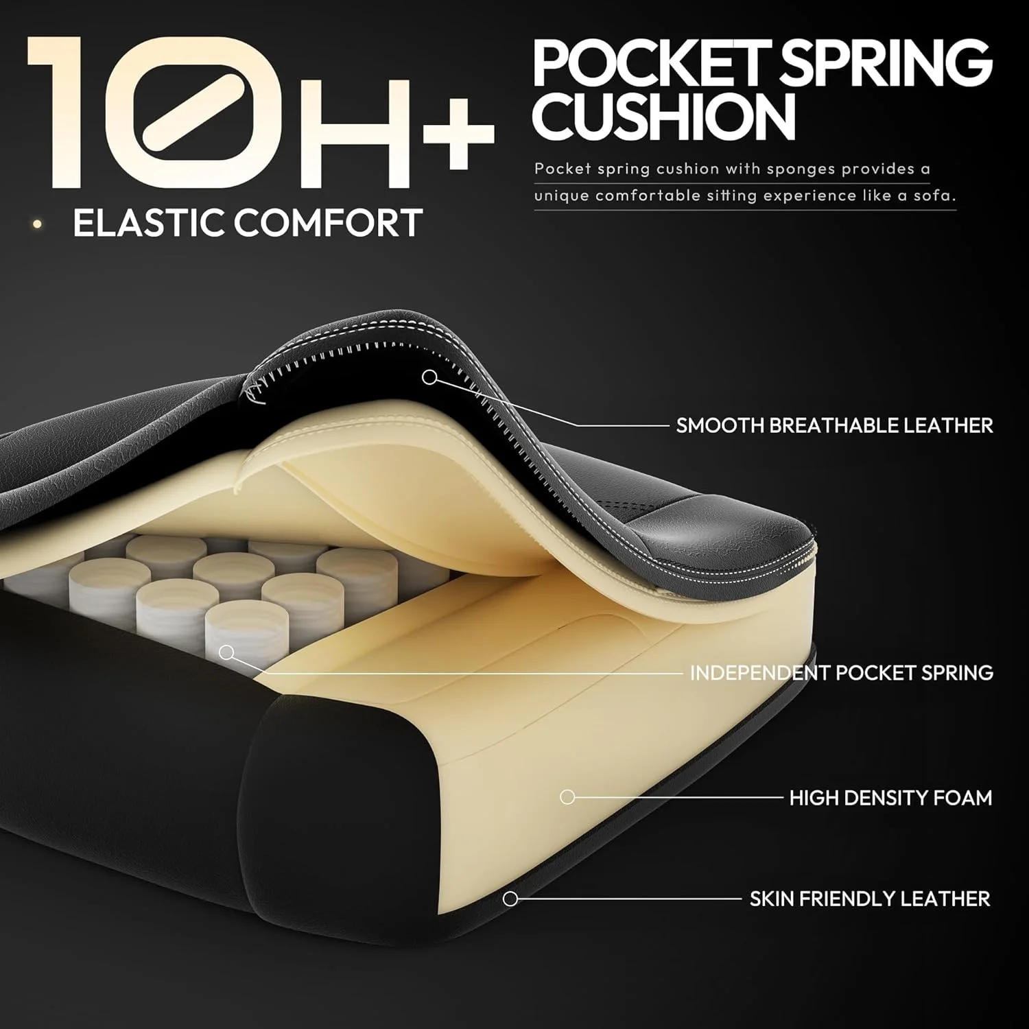 صندلی گیمینگ چند منظوره Dowinx، صندلی کامپیوتر چرمی PU با پشتی بلند، قابلیت تنظیم ارتفاع و تکیه دادن، دارای بالشتک ماساژ، پشتیبانی از گردن و کمر، زیرپایی (مشکی)