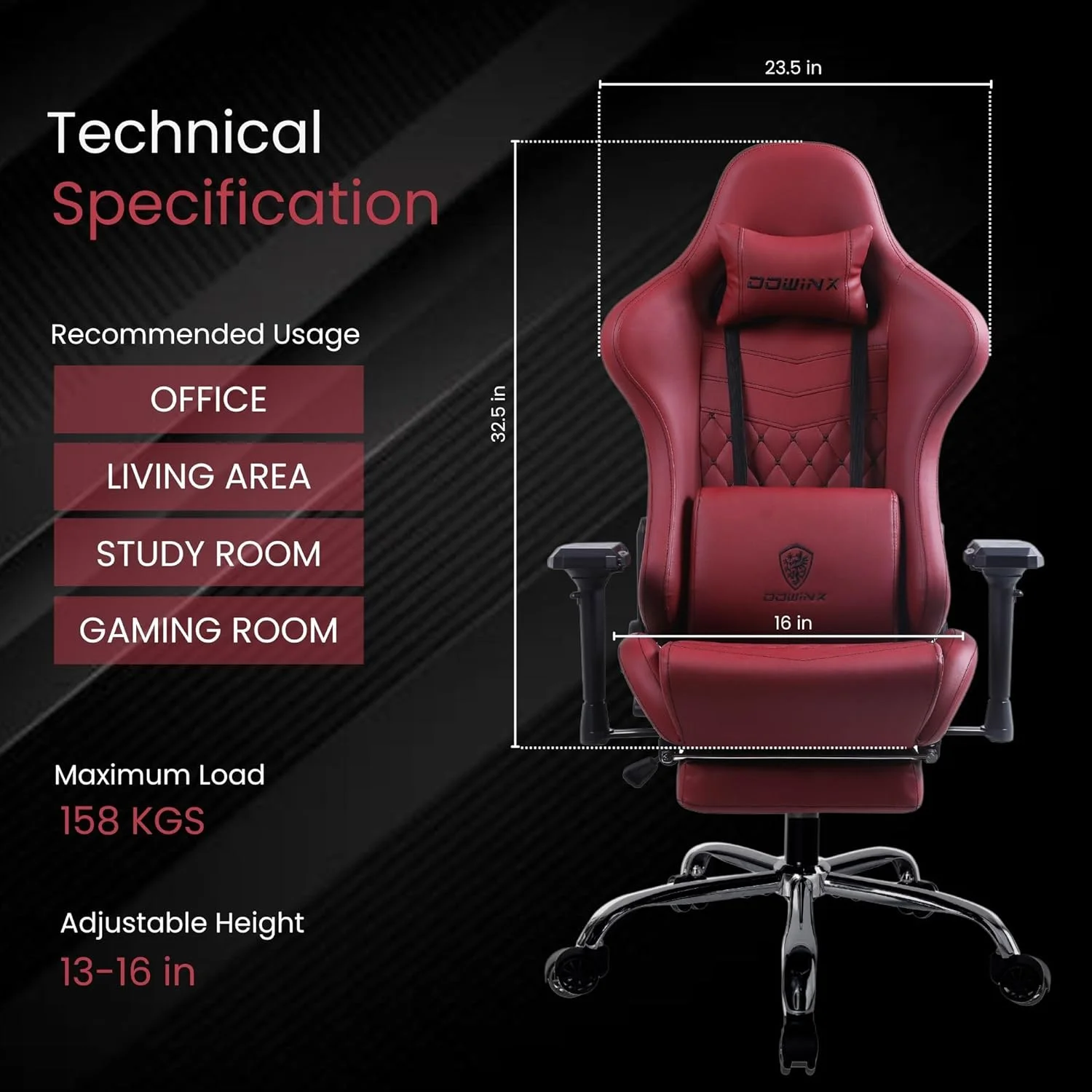 صندلی گیمینگ چند منظوره Dowinx، صندلی کامپیوتر چرمی PU با پشتی بلند، قابلیت تنظیم ارتفاع و تکیه دادن، دارای کوسن ماساژ، پشتیبانی از گردن و کمر، دسته و زیرپایی (مارون) صندلی گیمینگ چند منظوره Dowinx، صندلی کامپیوتر چرمی PU با پشتی بلند، قابلیت تنظیم ارتفاع و تکیه دادن، دارای کوسن ماساژ، پشتیبانی از گردن و کمر، دسته و زیرپایی (مارون)