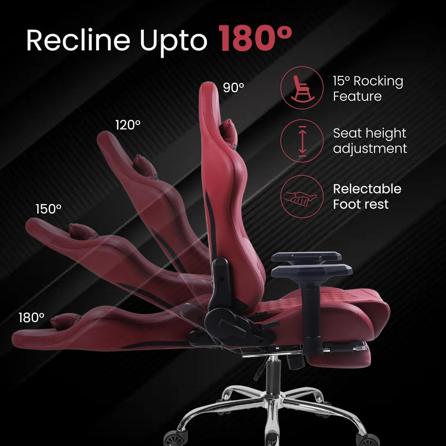 صندلی گیمینگ چند منظوره Dowinx، صندلی کامپیوتر چرمی PU با پشتی بلند، قابلیت تنظیم ارتفاع و تکیه دادن، دارای کوسن ماساژ، پشتیبانی از گردن و کمر، دسته و زیرپایی (مارون) صندلی گیمینگ چند منظوره Dowinx، صندلی کامپیوتر چرمی PU با پشتی بلند، قابلیت تنظیم ارتفاع و تکیه دادن، دارای کوسن ماساژ، پشتیبانی از گردن و کمر، دسته و زیرپایی (مارون)