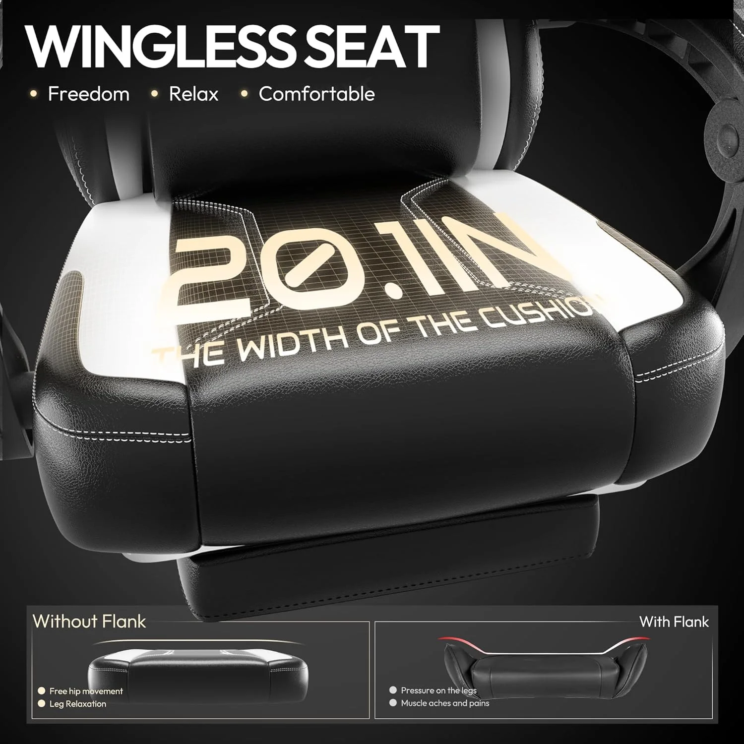 صندلی گیمینگ Dowinx با کوسن فنری پاکتی برای بزرگسالان، صندلی کامپیوتر ارگونومیک با زیرپایی و پشتیبانی کمری ماساژور، صندلی بازی چرمی پشتی بلند برای دفتر، بازی، 136 کیلوگرم، سفید