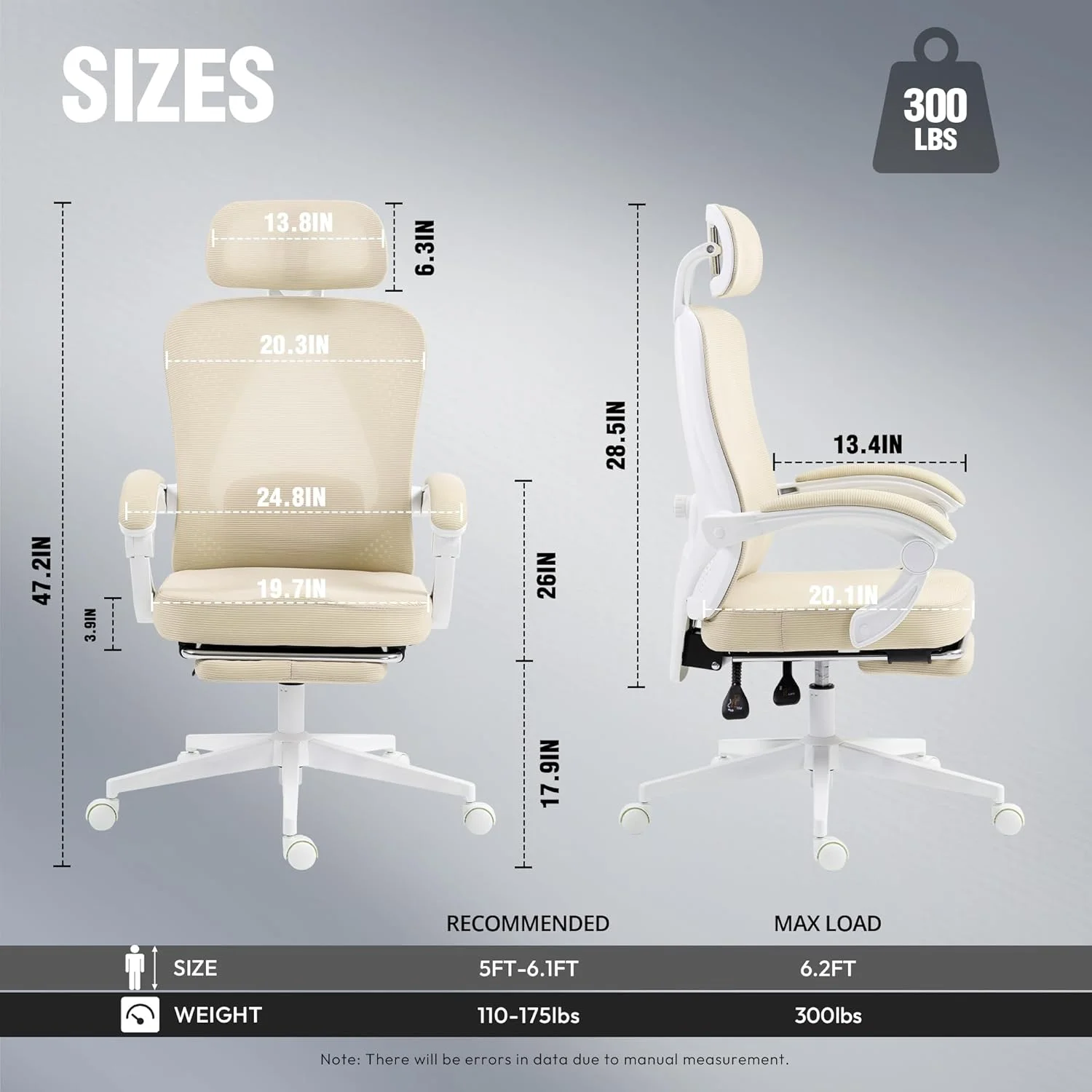 صندلی اداری ارگونومیک Dowinx، صندلی کامپیوتر توری تنفسی با کوسن فنری پاکتی، صندلی میز راحت با پشتیبانی کمری و زیرسری قابل تنظیم، صندلی کار چرخشی با پایه فولادی و زیرپایی، بژ