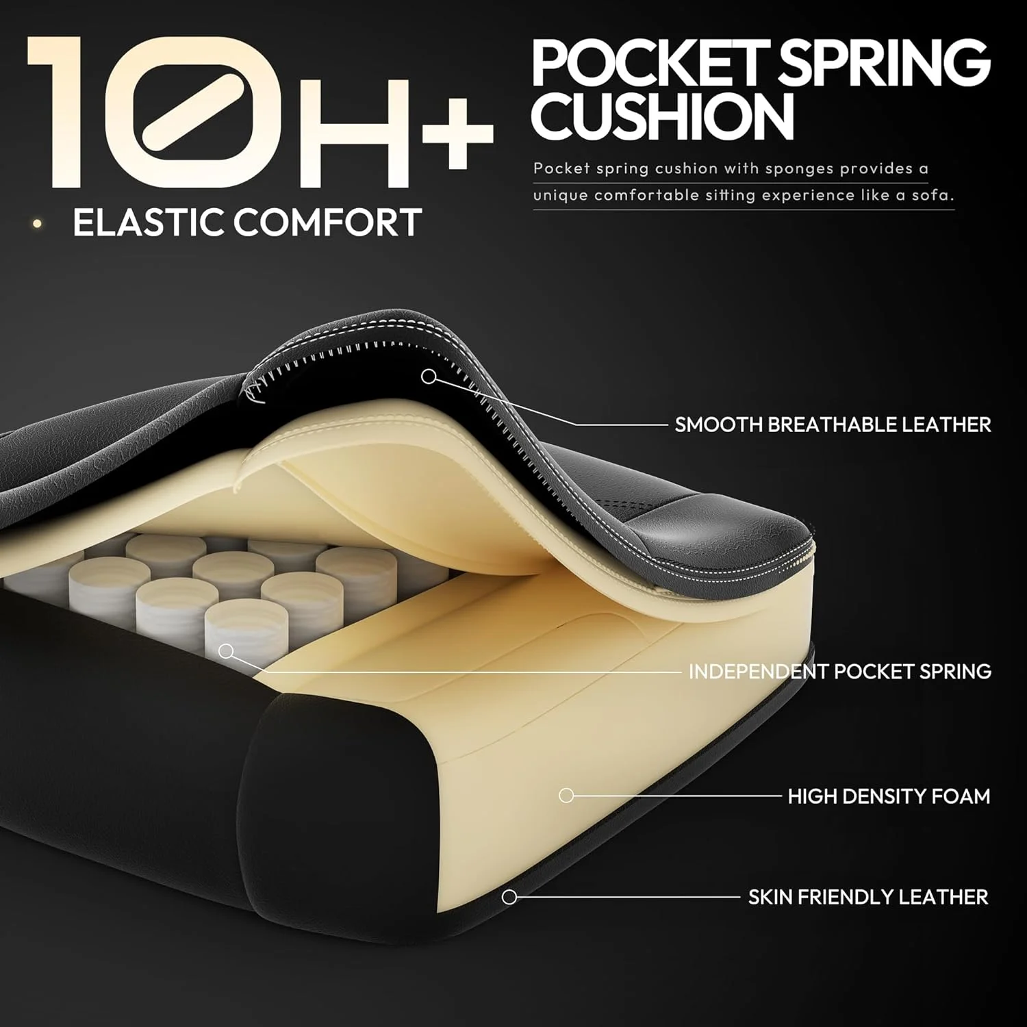 صندلی گیمینگ داوینکس با زیرپایی و پشتیبانی کمری، صندلی بازی ارگونومیک با پشتی بلند برای دفتر کار یا بازی، مشکی صندلی گیمینگ داوینکس با زیرپایی و پشتیبانی کمری، صندلی بازی ارگونومیک با پشتی بلند برای دفتر کار یا بازی، مشکی