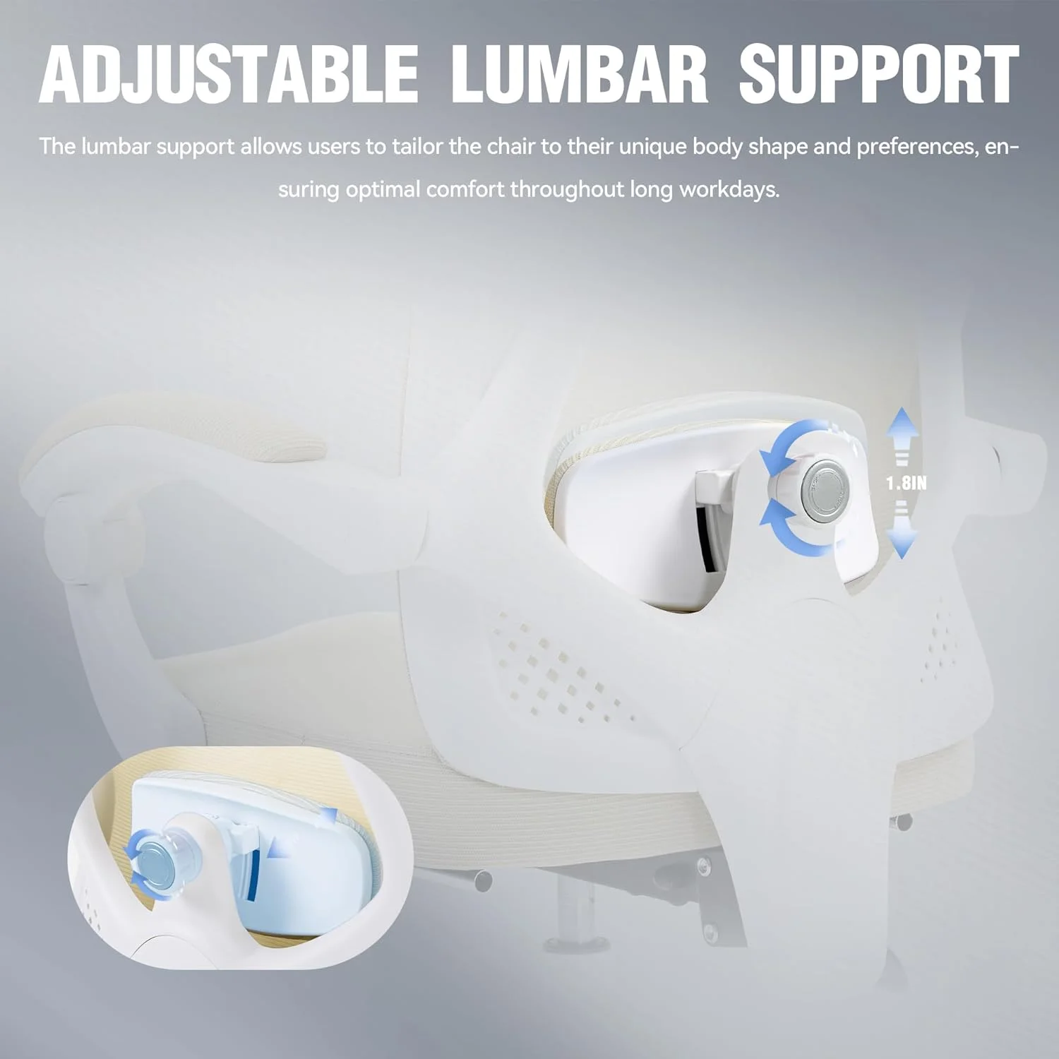 صندلی اداری ارگونومیک Dowinx، صندلی کامپیوتر توری تنفسی با کوسن فنری پاکتی، صندلی میز راحت با پشتیبانی کمری و زیرسری قابل تنظیم، صندلی کار چرخشی با پایه فولادی و زیرپایی، بژ