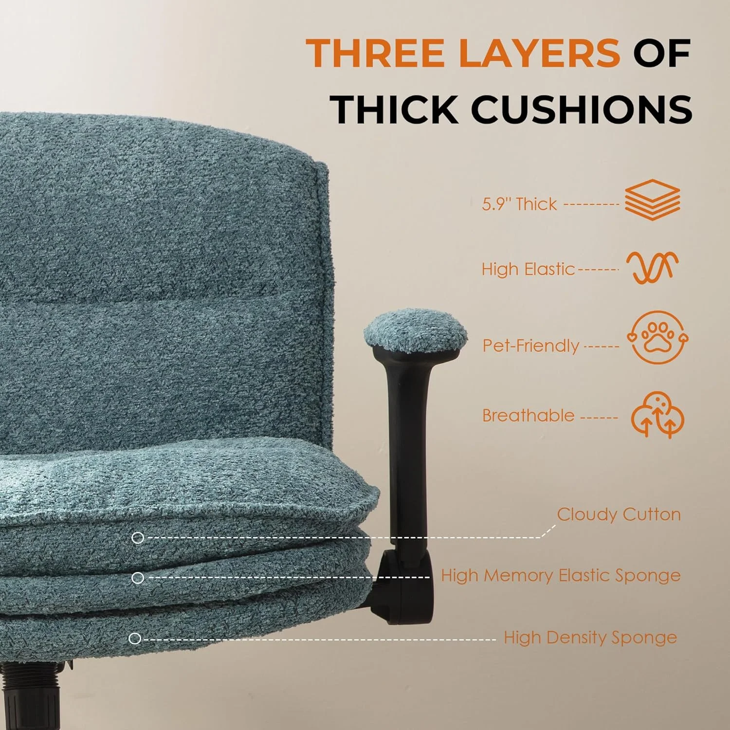 صندلی ضربدری Dowinx با دستههای تاشو قابل تنظیم و چرخ، صندلی ارگونومیک راحت میز کار با کوسنهای 3 لایه، صندلی پهن برای میز آرایش، مناسب برای دفتر کار خانگی، اتاق نشیمن، اتاق خواب، آبی صندلی ضربدری Dowinx با دستههای تاشو قابل تنظیم و چرخ، صندلی ارگونومیک راحت میز کار با کوسنهای 3 لایه، صندلی پهن برای میز آرایش، مناسب برای دفتر کار خانگی، اتاق نشیمن، اتاق خواب، آبی