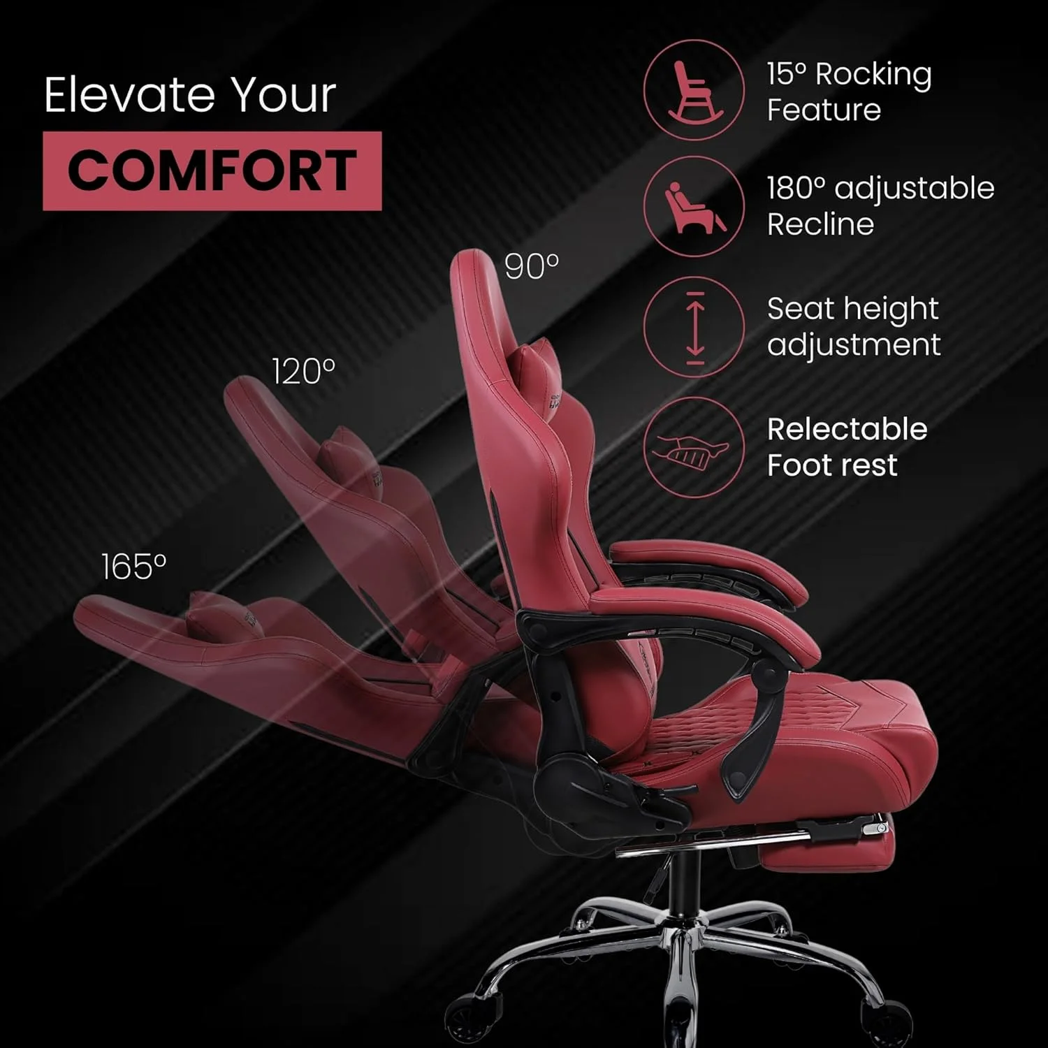 صندلی گیمینگ چند منظوره Dowinx، صندلی کامپیوتر چرمی PU با پشتی بلند، قابلیت تنظیم ارتفاع و تکیهگاه، دارای ماساژور، پشتیبانی از گردن و کمر، زیرپایی (مارون) صندلی گیمینگ چند منظوره Dowinx، صندلی کامپیوتر چرمی PU با پشتی بلند، قابلیت تنظیم ارتفاع و تکیهگاه، دارای ماساژور، پشتیبانی از گردن و کمر، زیرپایی (مارون)