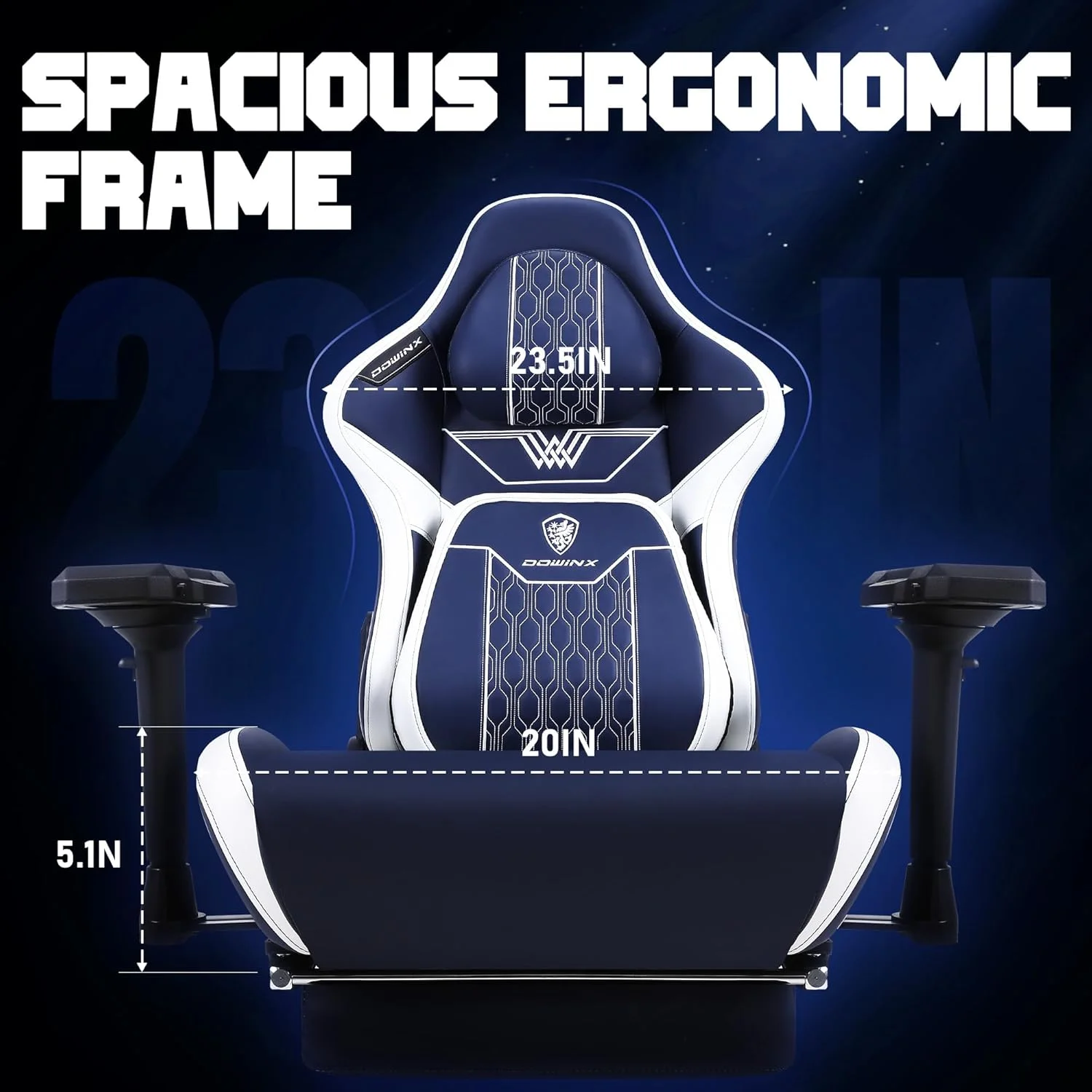 صندلی گیمینگ بزرگ و بلند Dowinx با زیرپایی، صندلی اداری ارگونومیک با پشتی بلند و با تکیه گاه سر و پشتی کمر راحت، صندلی کامپیوتر با دسته های 4D برای بزرگسالان، چرم PU، آبی صندلی گیمینگ بزرگ و بلند Dowinx با زیرپایی، صندلی اداری ارگونومیک با پشتی بلند و با تکیه گاه سر و پشتی کمر راحت، صندلی کامپیوتر با دسته های 4D برای بزرگسالان، چرم PU، آبی