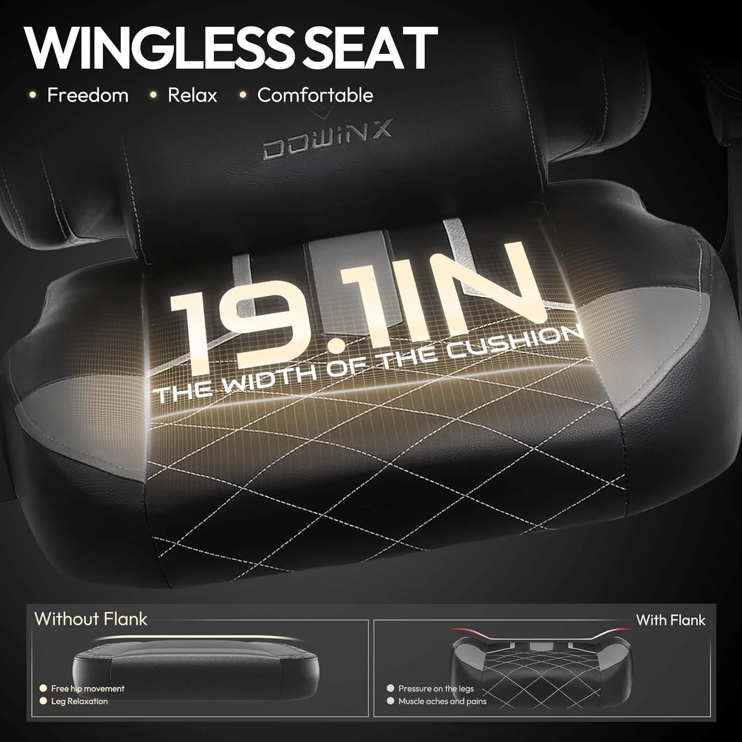 صندلی گیمینگ Dowinx با کوسن فنری، صندلی گیمینگ ارگونومیک با پشتیبانی کمری ماساژور، صندلی اداری چرمی PU، پشتی پهن شده، 180 کیلوگرم (مشکی قرمز)