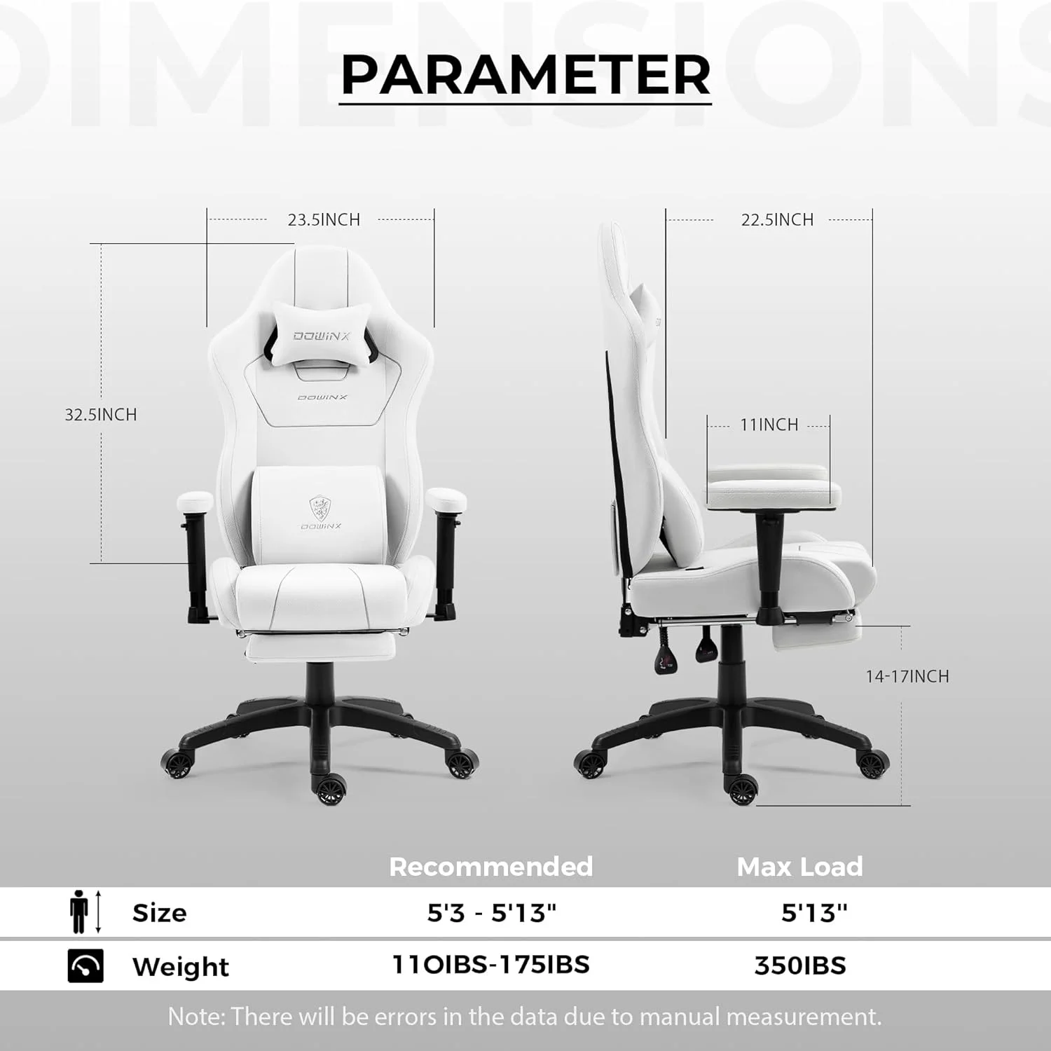 صندلی گیمینگ با روکش پارچه ای و کوسن فنری، صندلی کامپیوتر ارگونومیک با پشتیبانی کمری ماساژور و زیرپایی، صندلی اداری گیمینگ راحت با قابلیت تنظیم پشتی، تحمل وزن 136 کیلوگرم، سفید