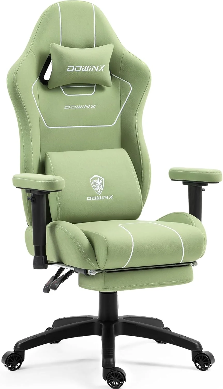 صندلی گیمینگ با روکش پارچه ای، دارای کوسن فنری، صندلی کامپیوتر ارگونومیک با پشتیبانی کمری ماساژور و زیرپایی، صندلی اداری راحت با قابلیت تنظیم پشتی، ظرفیت 136 کیلوگرم، مناسب برای نوجوانان و بزرگسالان، سبز صندلی گیمینگ با روکش پارچه ای، دارای کوسن فنری، صندلی کامپیوتر ارگونومیک با پشتیبانی کمری ماساژور و زیرپایی، صندلی اداری راحت با قابلیت تنظیم پشتی، ظرفیت 136 کیلوگرم، مناسب برای نوجوانان و بزرگسالان، سبز