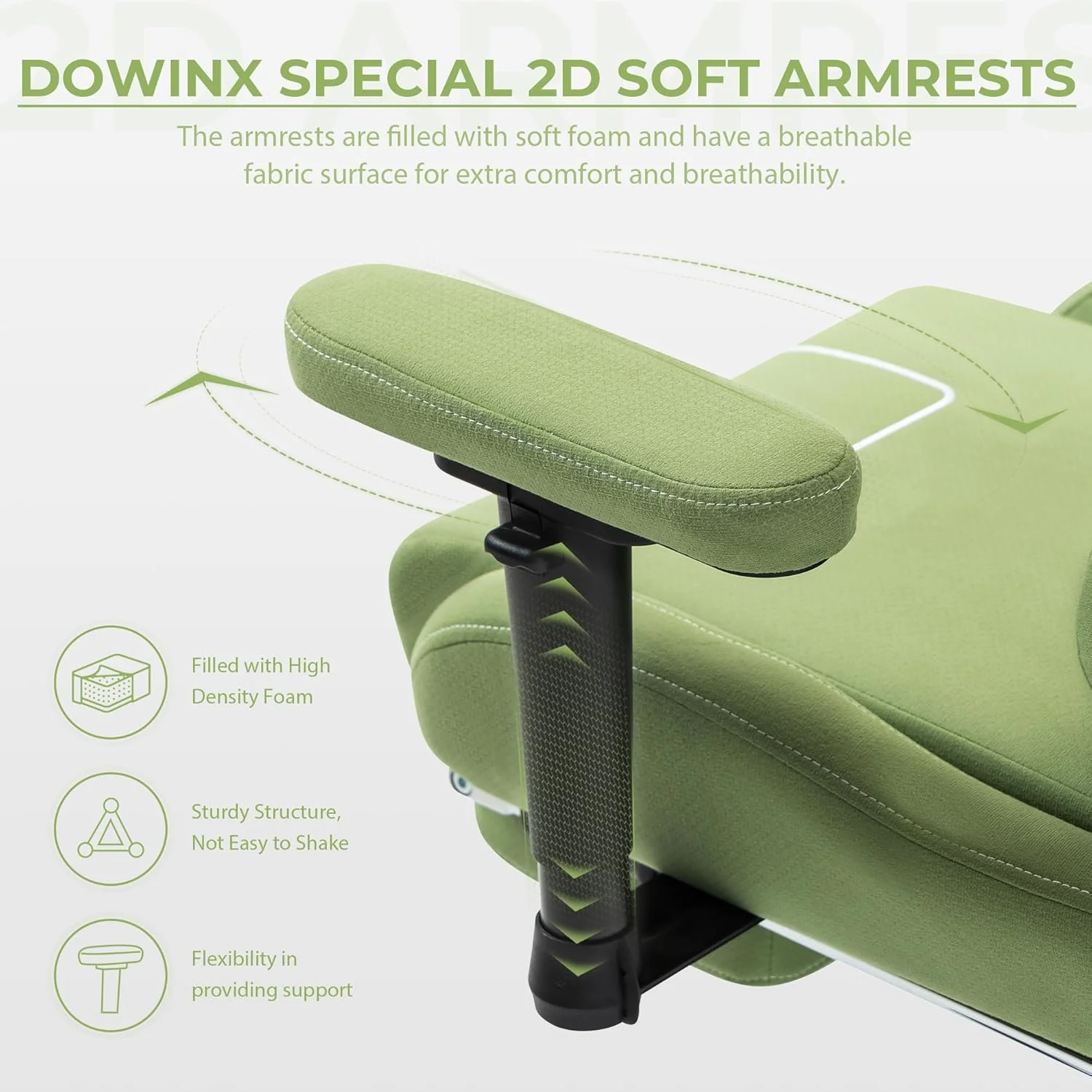 صندلی گیمینگ با روکش پارچه ای، دارای کوسن فنری، صندلی کامپیوتر ارگونومیک با پشتیبانی کمری ماساژور و زیرپایی، صندلی اداری راحت با قابلیت تنظیم پشتی، ظرفیت 136 کیلوگرم، مناسب برای نوجوانان و بزرگسالان، سبز