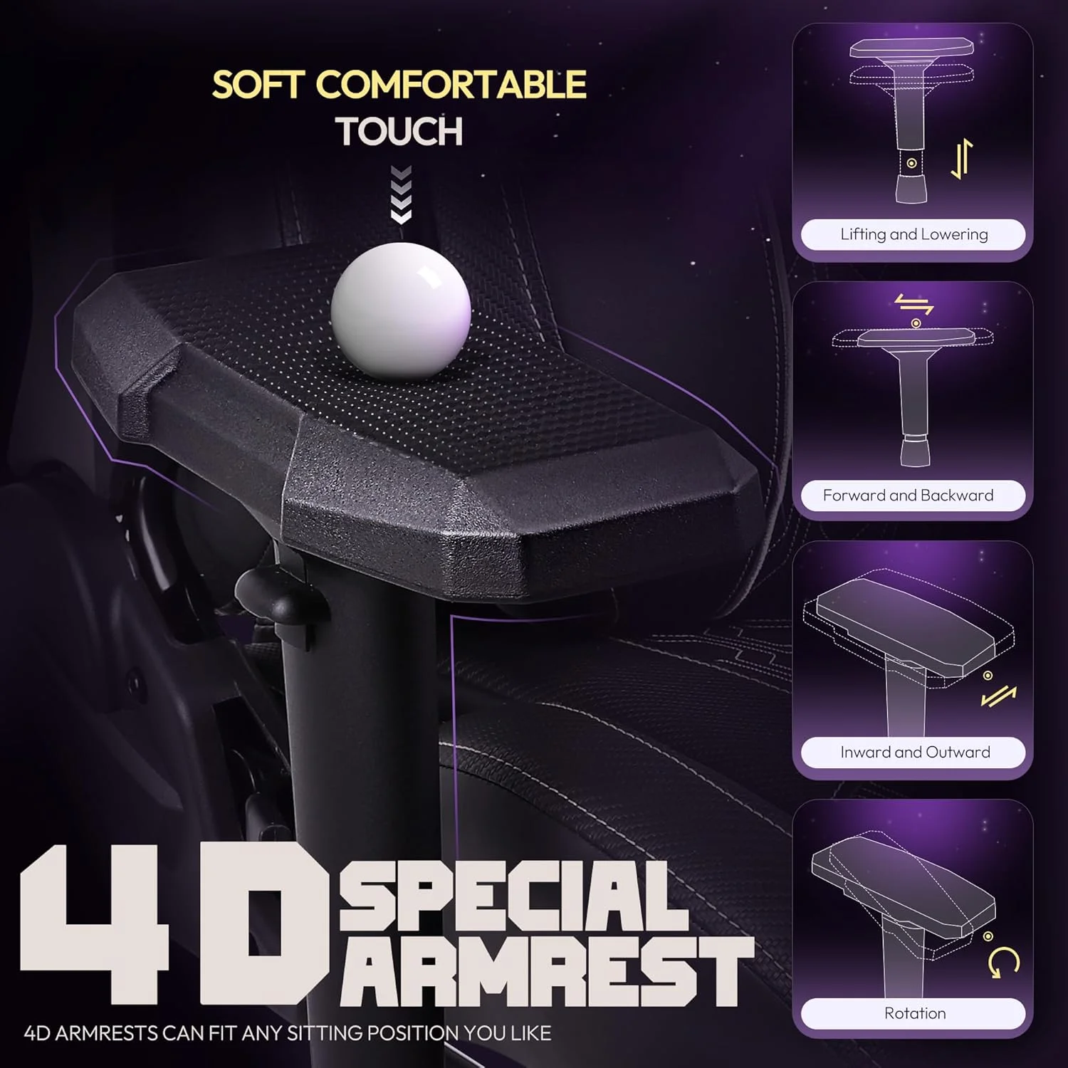 صندلی گیمینگ Dowinx با پشتیبانی کمری، صندلی کامپیوتر ارگونومیک با زیرسری و زیرپایی راحت، صندلی اداری بازی بزرگ و بلند برای بزرگسالان، چرم PU پشتی بلند، 350 پوند، مشکی