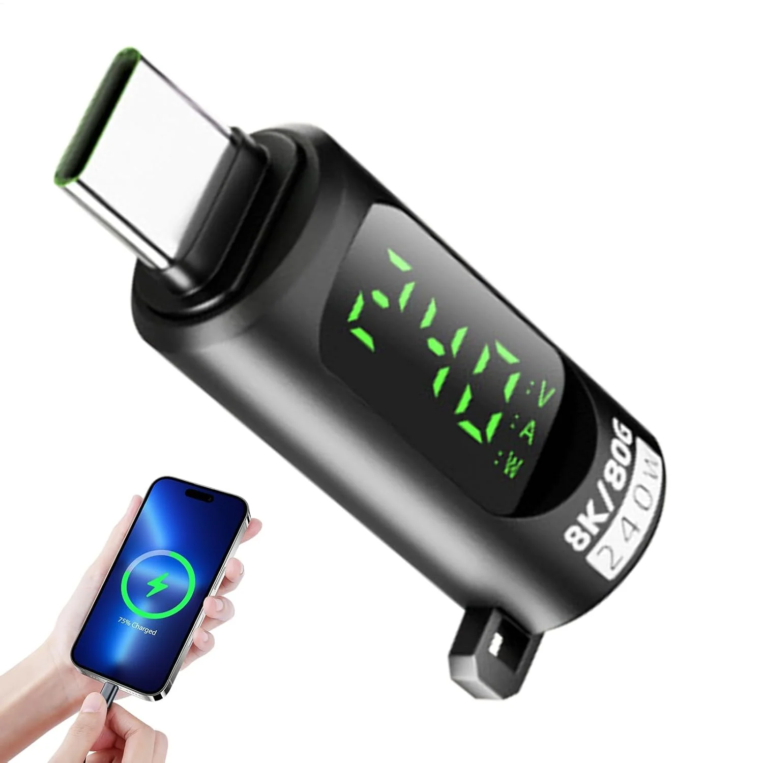 تستر ولتاژ USB، آداپتور 240 واتی، انتقال داده با سرعت بالا 80 گیگابیت بر ثانیه، نظارت بلادرنگ، طراحی جمع و جور، سازگار با تلفن ها، لپ تاپ ها، تبلت ها، کنترلرهای بازی