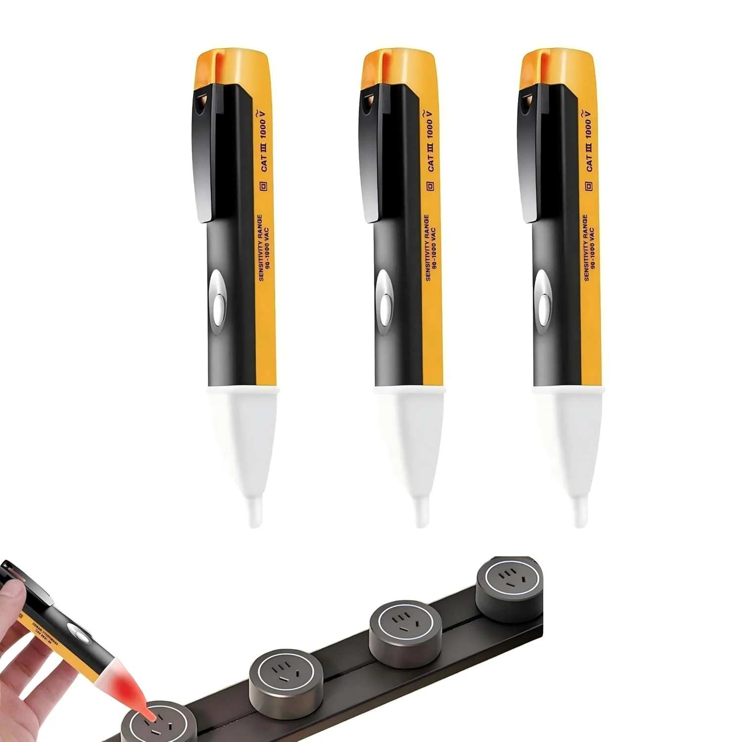 مجموعه ۳ عددی قلم تست ولتاژ غیر تماسی، قلم تست برق دیجیتال برای AC 90-1000V، قلم برقی حساس به ولتاژ، چراغ قوه LED، آلارم زنگ، یاب نقطه شکست سیم مجموعه ۳ عددی قلم تست ولتاژ غیر تماسی، قلم تست برق دیجیتال برای AC 90-1000V، قلم برقی حساس به ولتاژ، چراغ قوه LED، آلارم زنگ، یاب نقطه شکست سیم