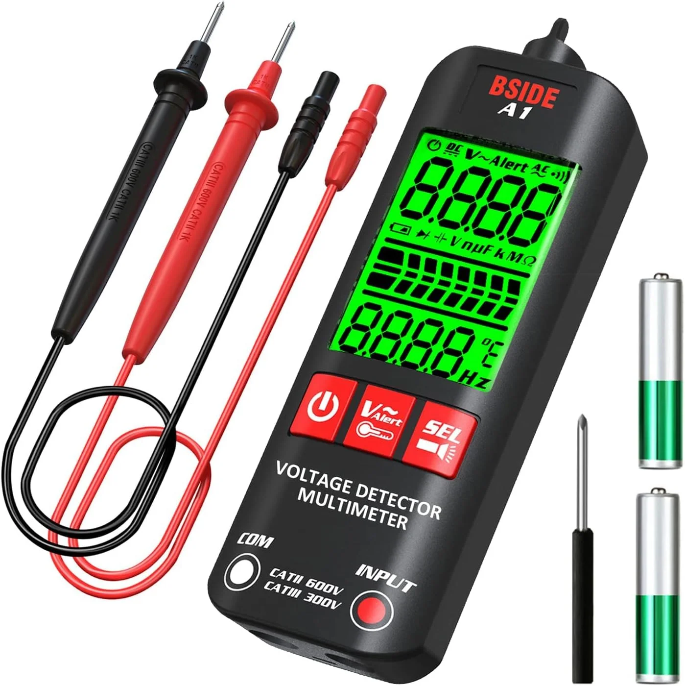 تستر ولتاژ غیر تماسی KASTWAVE با 3 نتیجه نمایشگر و مولتی متر یکپارچه برای تشخیص سیم برق AC 6V تا 1000V