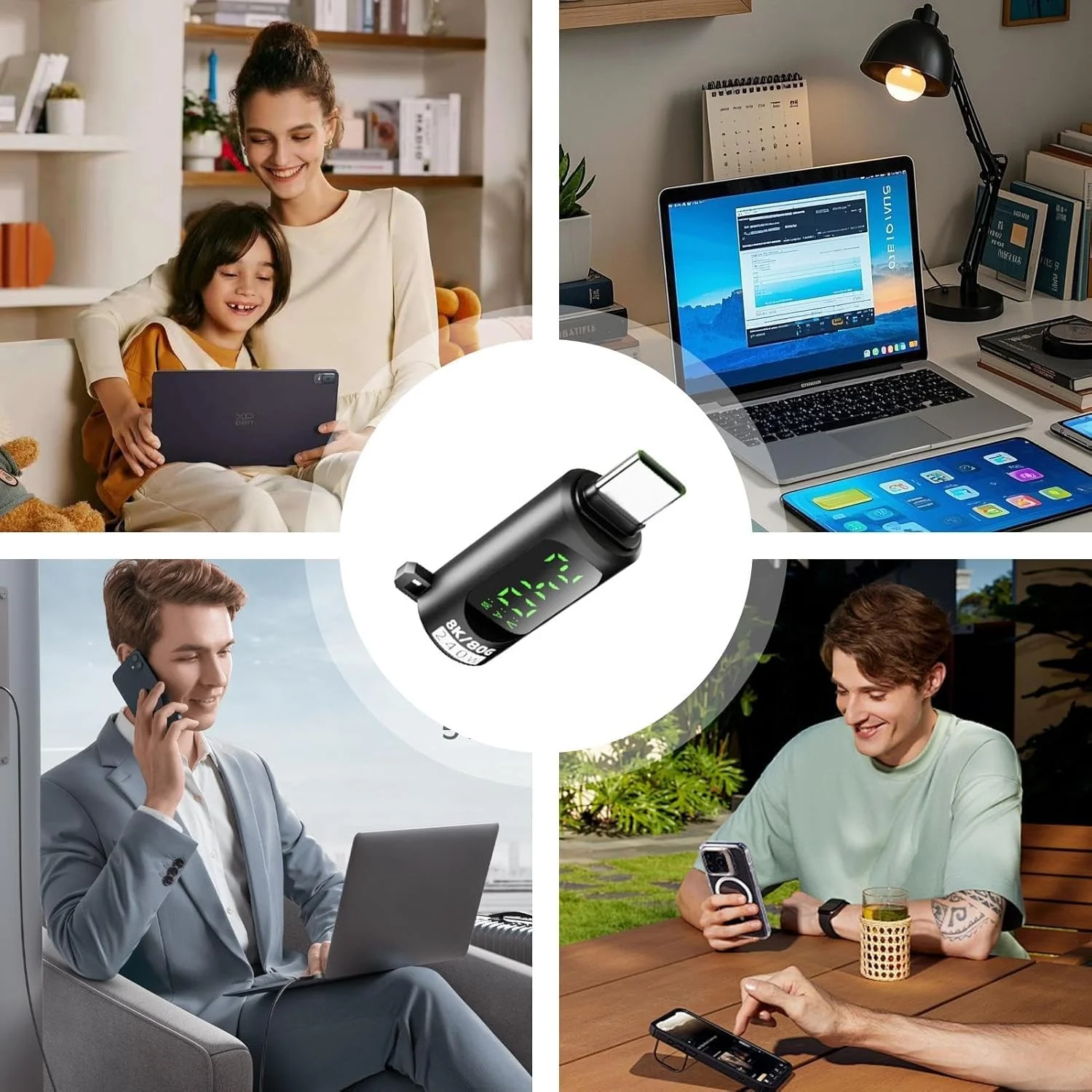 تستر ولتاژ USB، آداپتور 240 واتی، انتقال داده با سرعت بالا 80 گیگابیت بر ثانیه، نظارت بلادرنگ، طراحی جمع و جور، سازگار با تلفن ها، لپ تاپ ها، تبلت ها، کنترلرهای بازی