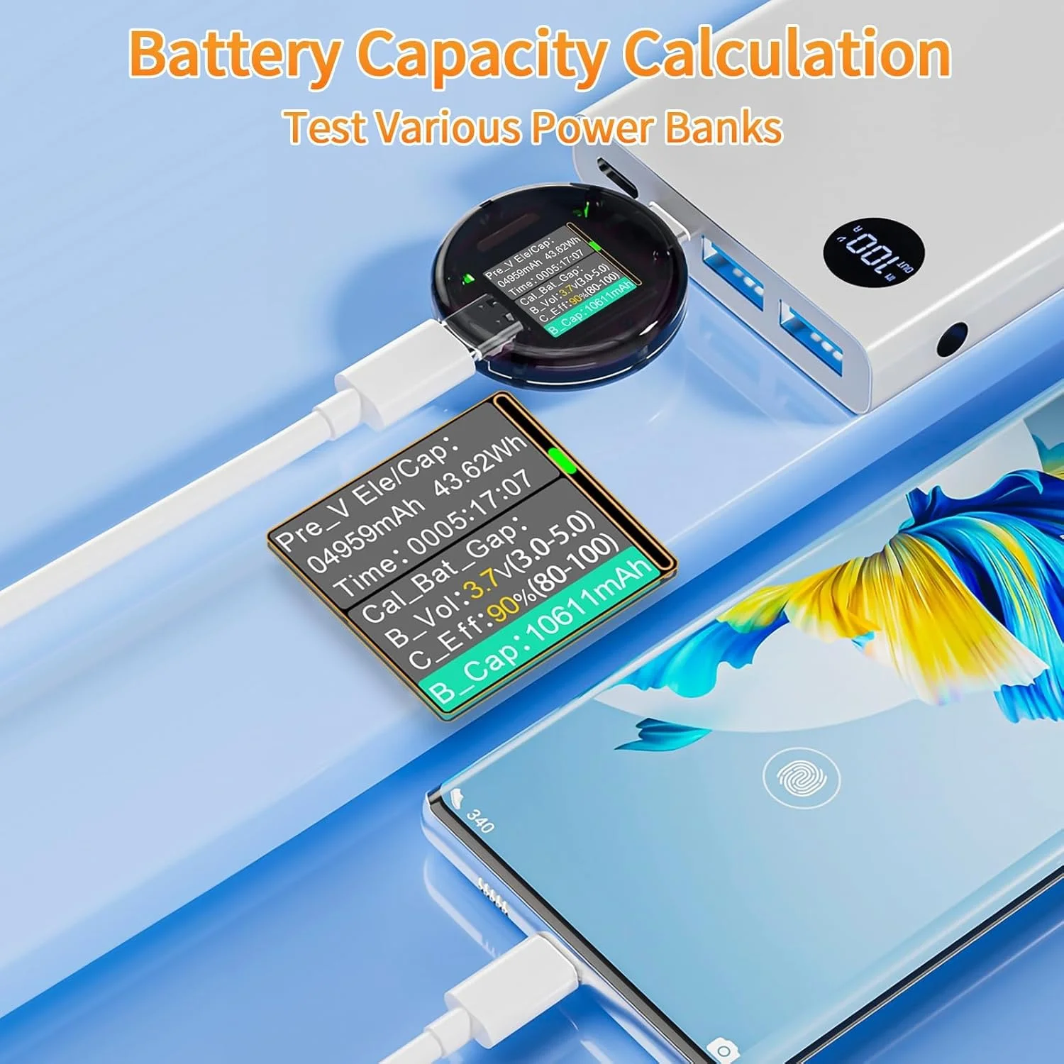 تستر توان USB C مدل KASTWAVE، ولتمتر و آمپرمتر نوع C، تستر شارژر USB، نمایشگر رنگی ظرفیت، ولتاژ، و جریان 0-6 آمپر 4.5-50 ولت تستر توان USB C مدل KASTWAVE، ولتمتر و آمپرمتر نوع C، تستر شارژر USB، نمایشگر رنگی ظرفیت، ولتاژ، و جریان 0-6 آمپر 4.5-50 ولت