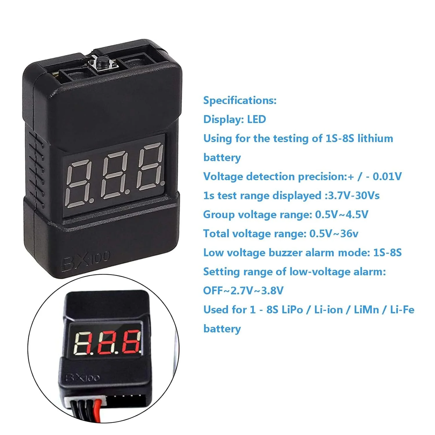 بسته 3 عددی بازر ولتاژ پایین برای باتری‌های لیپو RC، تستر ولتاژ 1-8S، آلارم صوتی با نشانگر LED، سازگار با Li-ion و LiMn، مناسب برای پهپاد RC، ماشین، قایق، هواپیما، نصب آسان