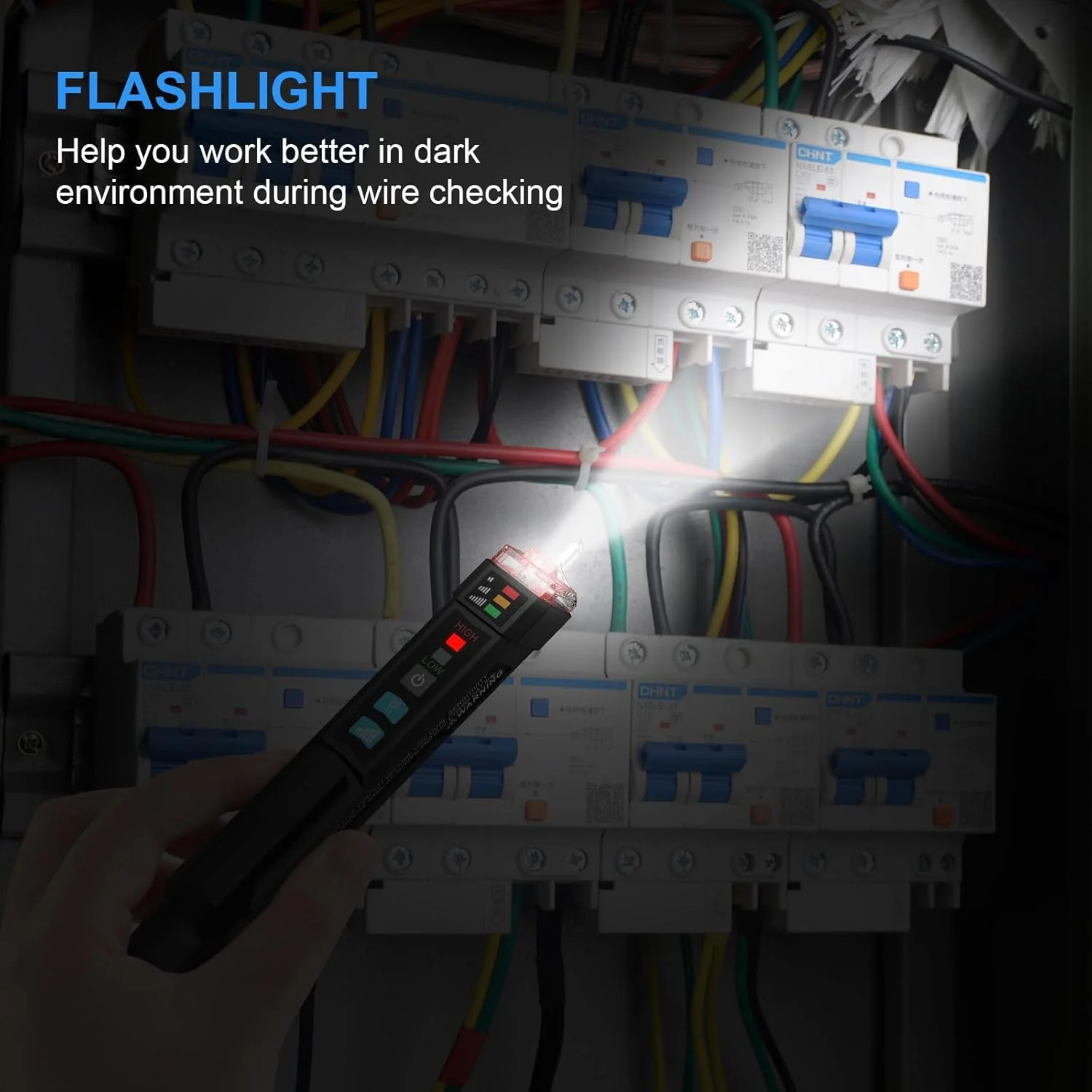 تستر ولتاژ KASTWAVE، آشکارساز هشدار با آلارم صوتی و نوری، چراغ قوه، یاب نقطه شکست سیم، تستر ولتاژ AC غیر تماسی قابل حمل، با محدوده دوگانه AC 12V-1000V/48V-1000V