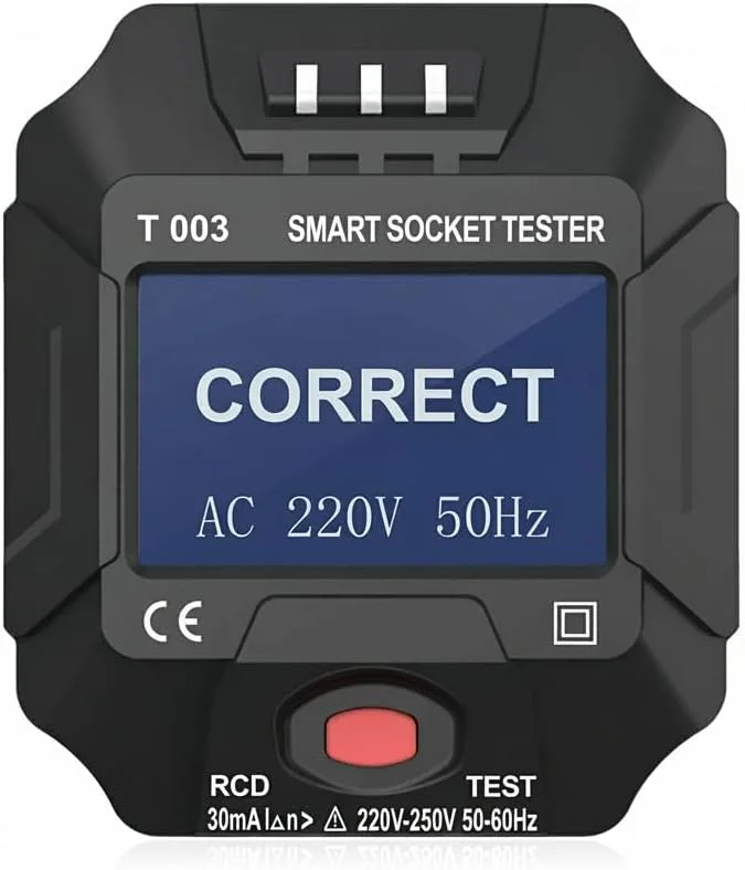 تستر پریز برق، تستر هوشمند پریز برق بریتانیا با صفحه نمایش دیجیتال LCD، آشکارساز قطبیت مدار پریز دیواری، تست نشتی تستر پریز برق، تستر هوشمند پریز برق بریتانیا با صفحه نمایش دیجیتال LCD، آشکارساز قطبیت مدار پریز دیواری، تست نشتی