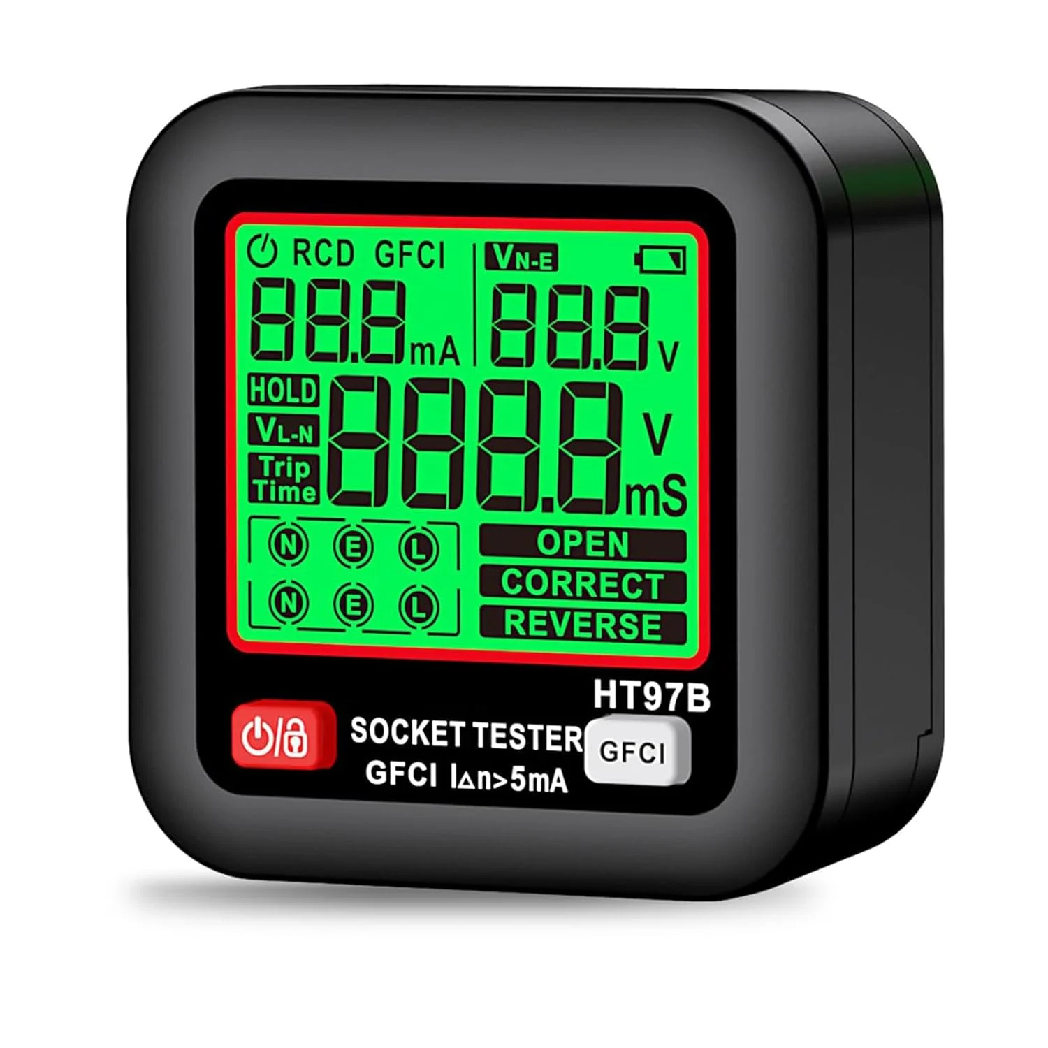 تستر پریز برق KASTWAVE GFCI با نمایشگر LCD برای استفاده خانگی و حرفه ای، آشکارساز پریز برق 260 ولت AC، تستر ولتاژ الکتریکی استاندارد 3 سیم، بررسی کننده سوکت با 6 نشانگر بصری، راهنمای سیم کشی تستر پریز برق KASTWAVE GFCI با نمایشگر LCD برای استفاده خانگی و حرفه ای، آشکارساز پریز برق 260 ولت AC، تستر ولتاژ الکتریکی استاندارد 3 سیم، بررسی کننده سوکت با 6 نشانگر بصری، راهنمای سیم کشی